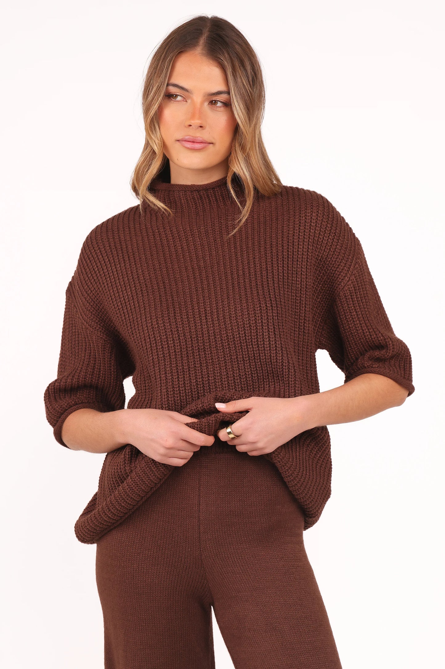 Remii Knit Pant Set - Chocolate