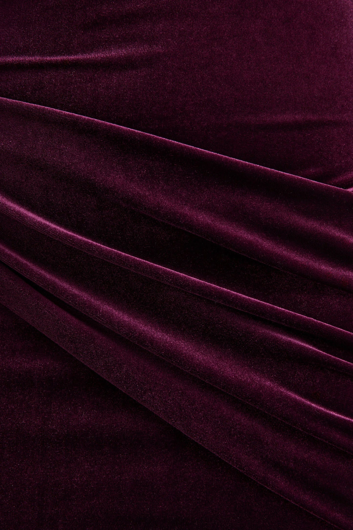 Cambria Plum Velvet High-Neck Maxi Dress With Draped-Detailing