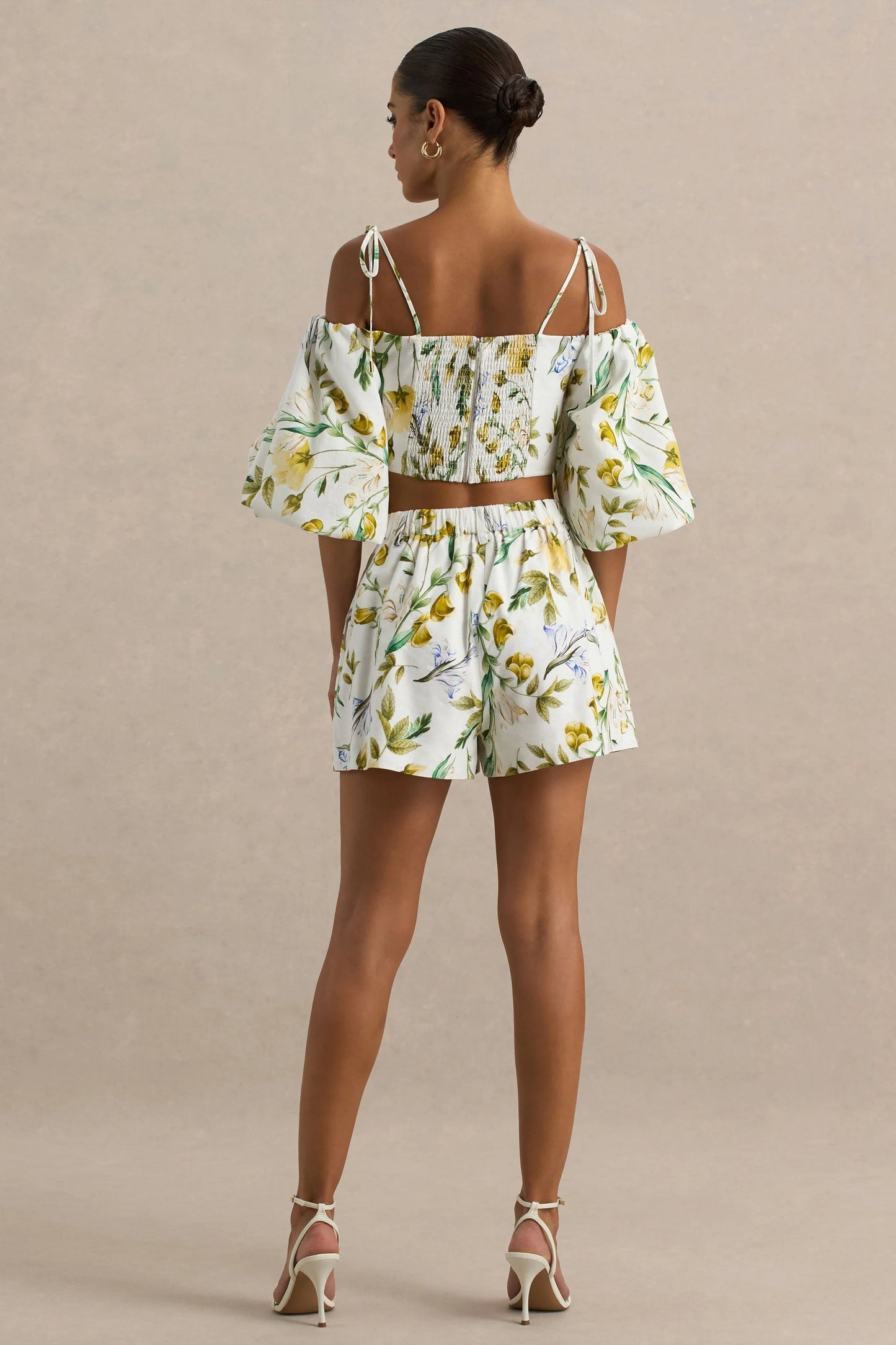 Pixel Lemon Floral Print Shorts
