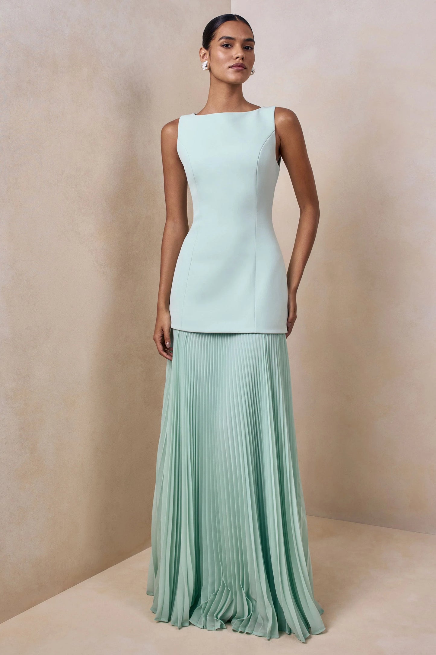 Hadley Sage Boat-Neck Maxi Dress With Drop-Waist