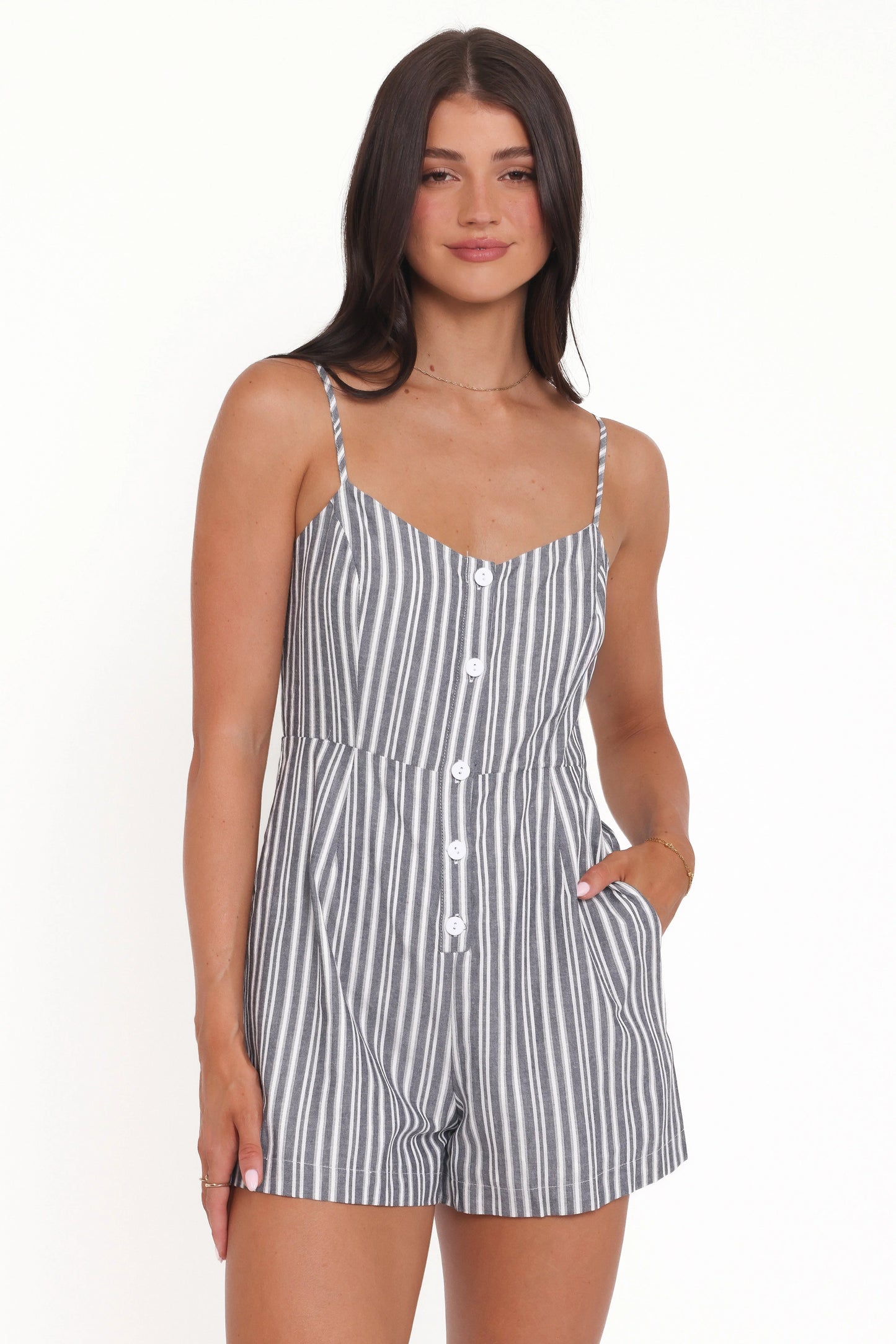 Reesa Romper - Smoke Stripe