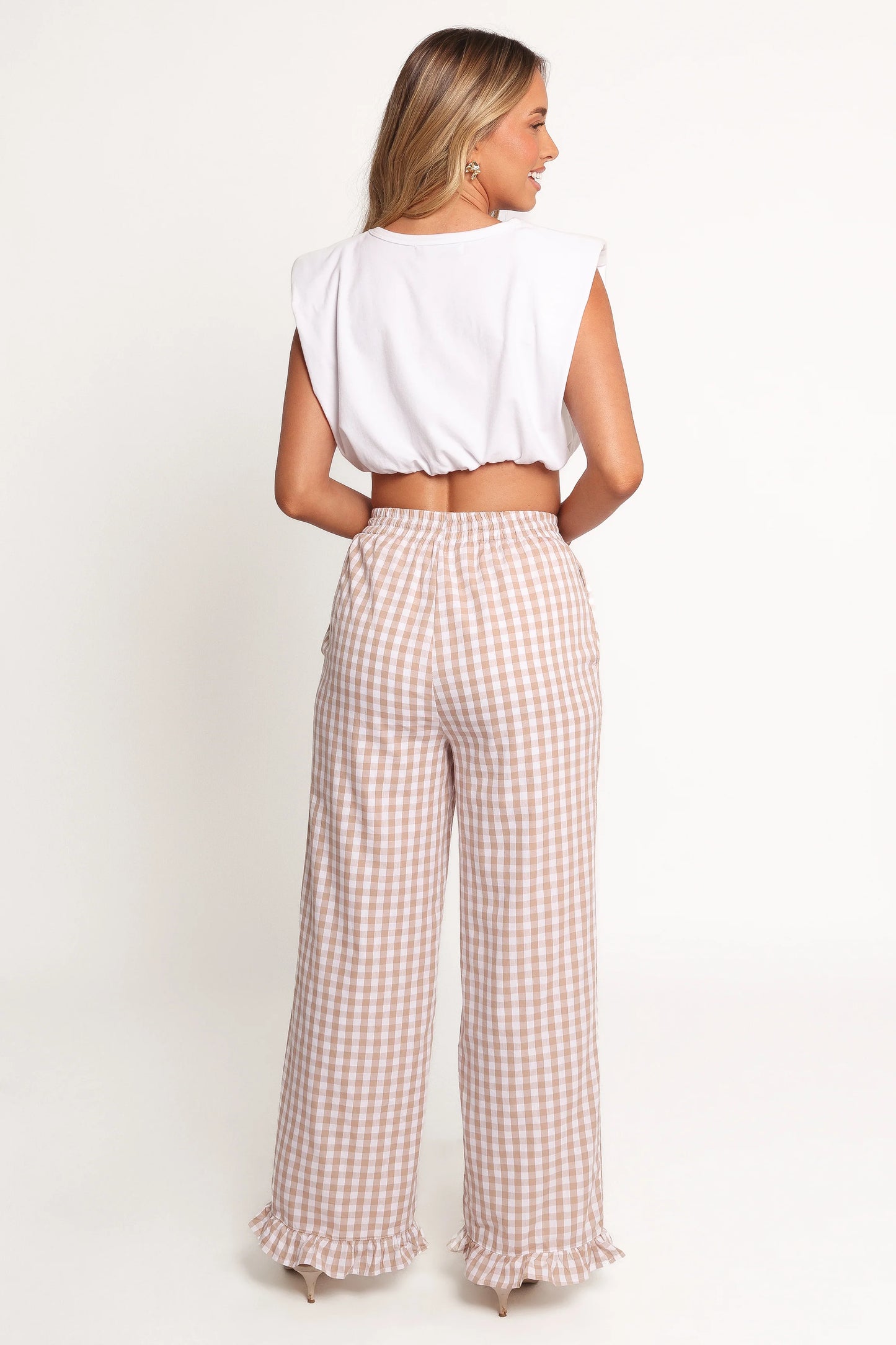 Marina Pant - Beige Gingham
