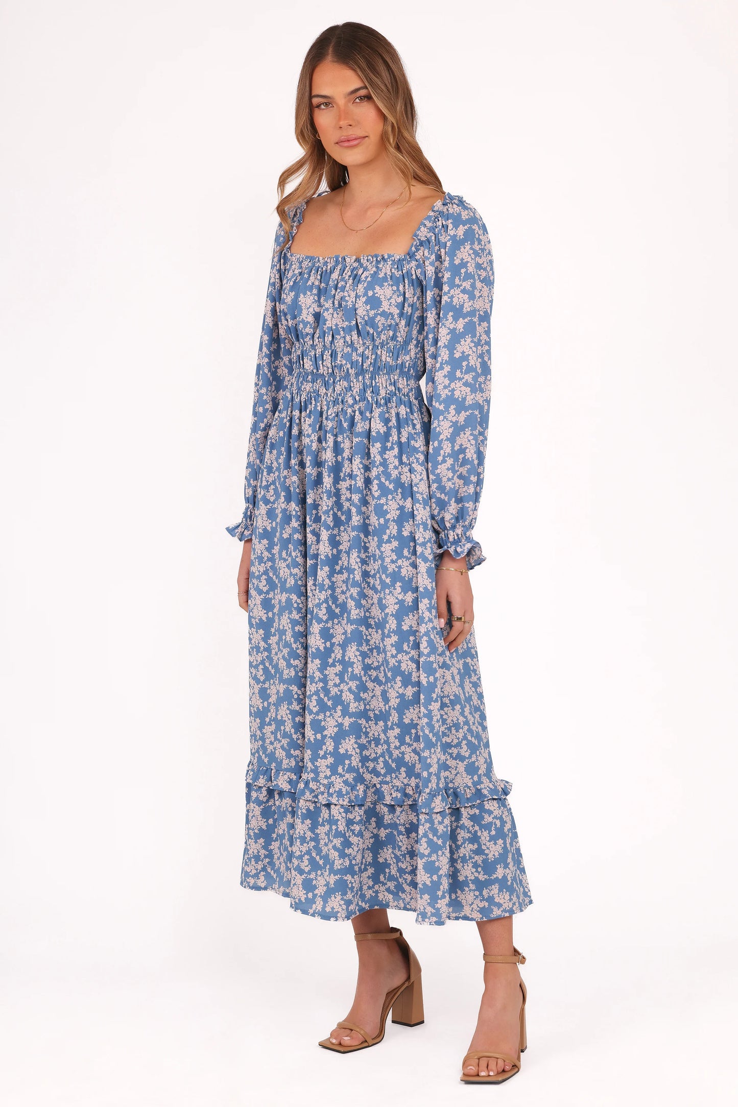 Aine Midi Dress - Blue Floral