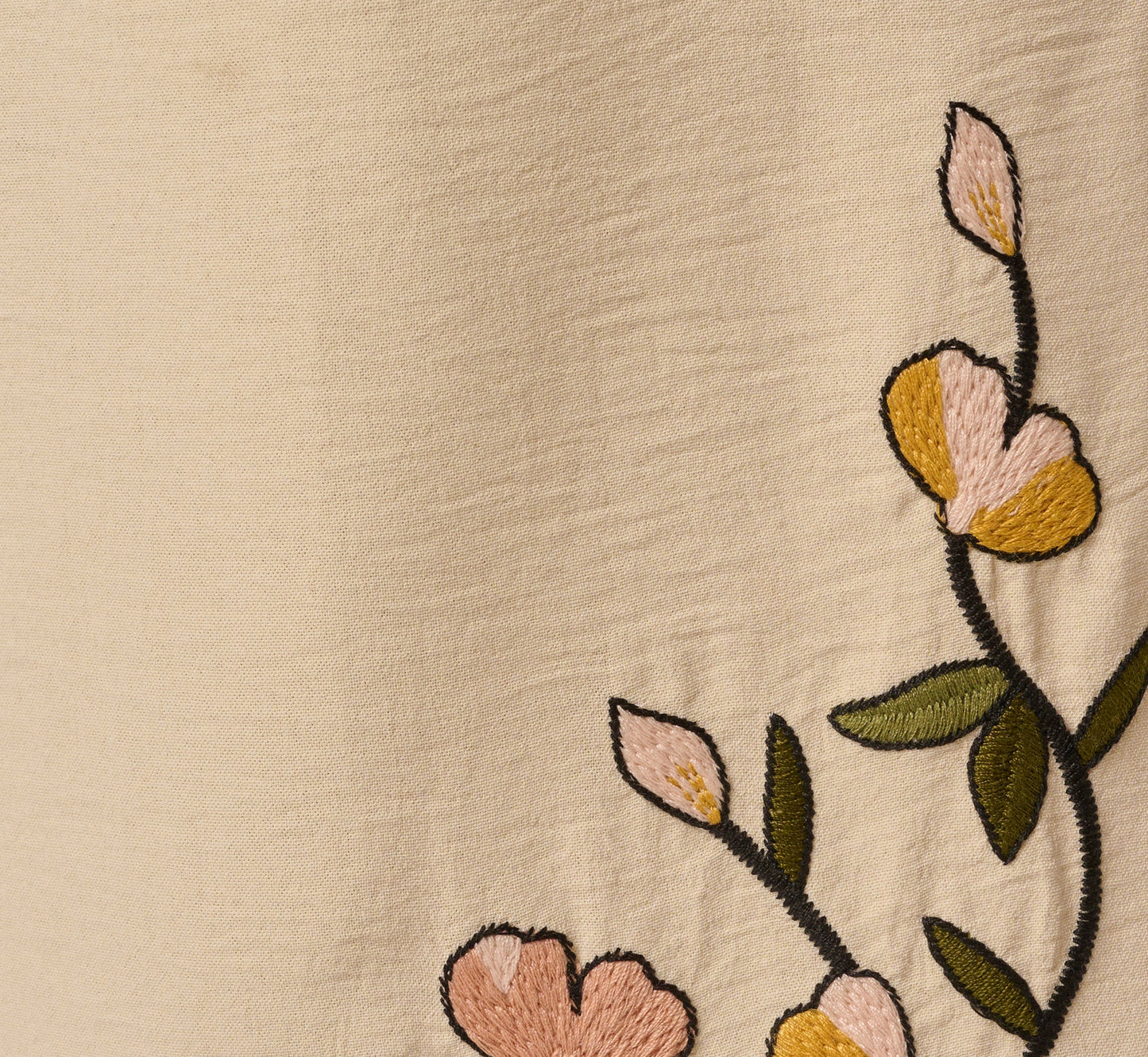 Floral Embroidery Wide Leg Pant In Pale Oak