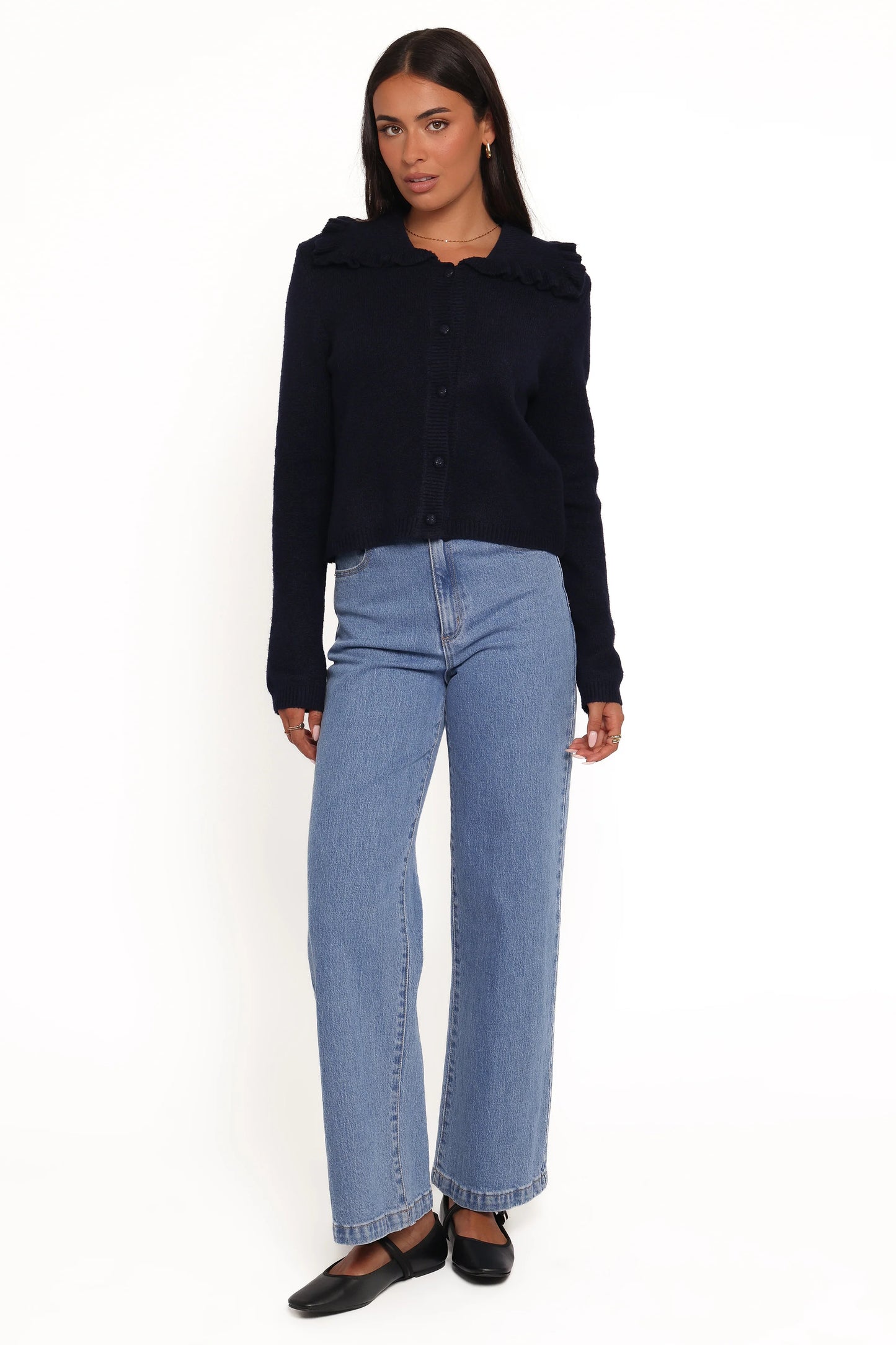 Carmello Frill Collar Cardigan - Navy