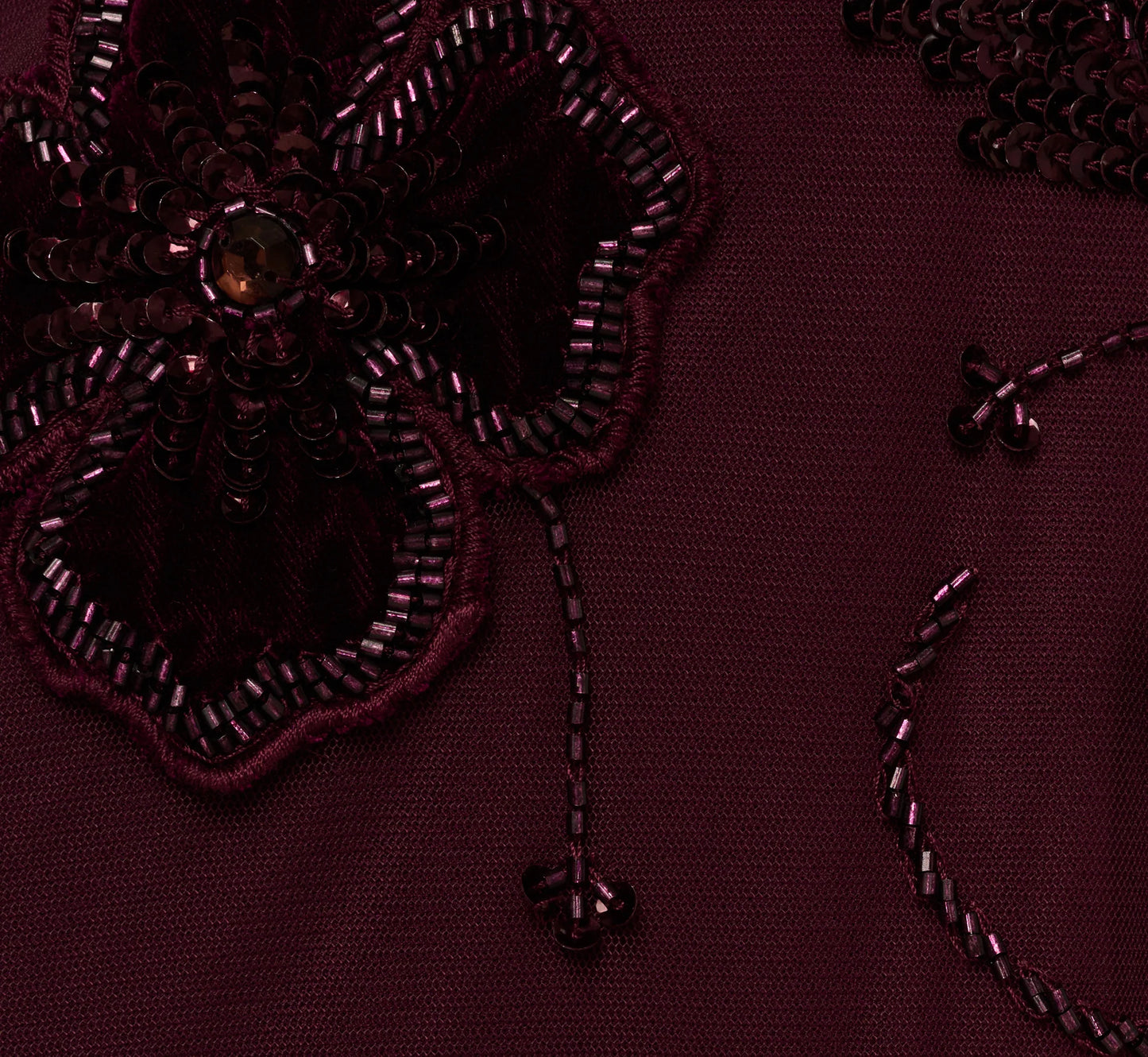 Sleeveless Velvet Beaded Floral Gown In Night Plum