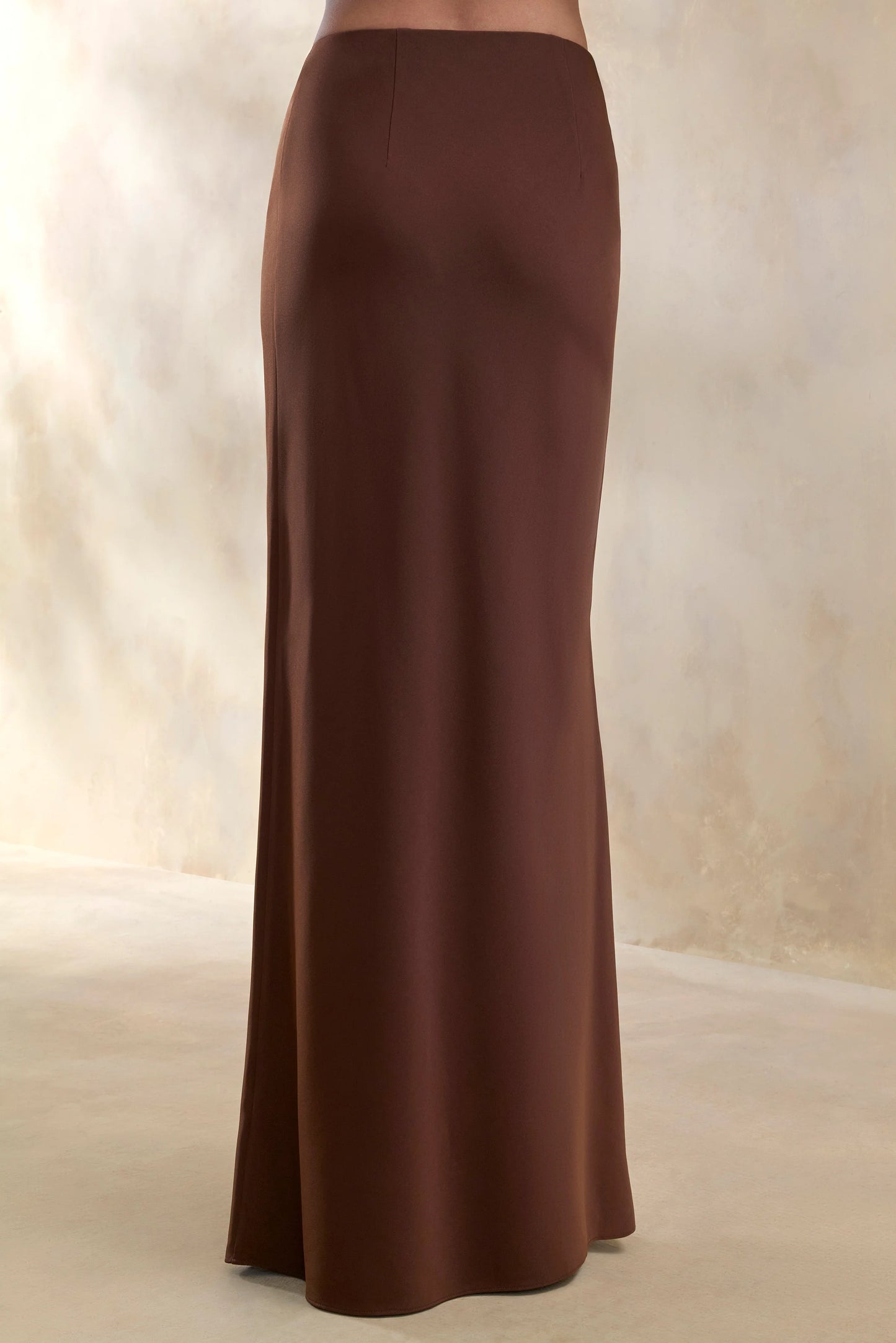 Elaria Brown Satin Maxi-Skirt