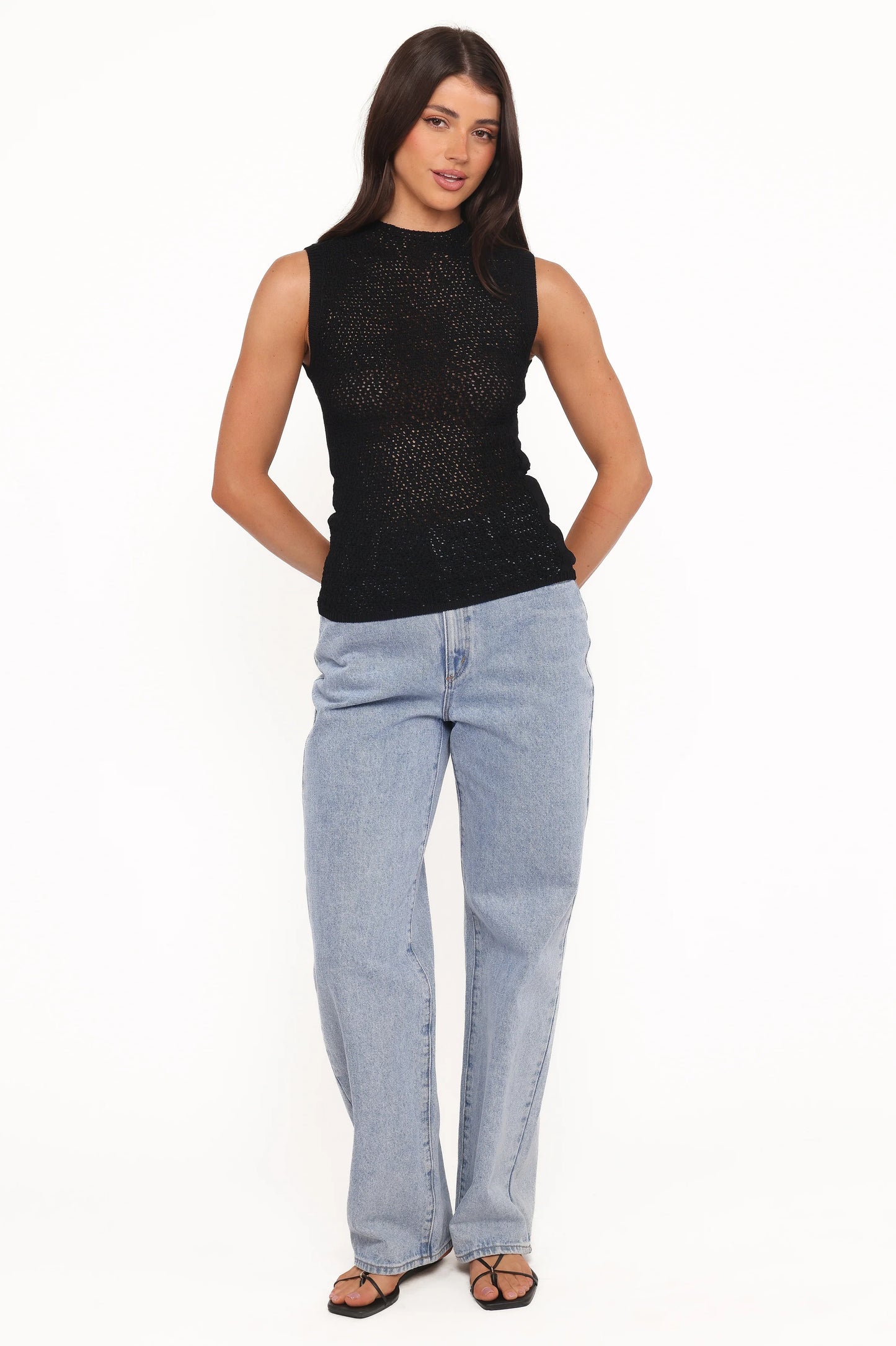 Brody Sheer Knit Top - Black