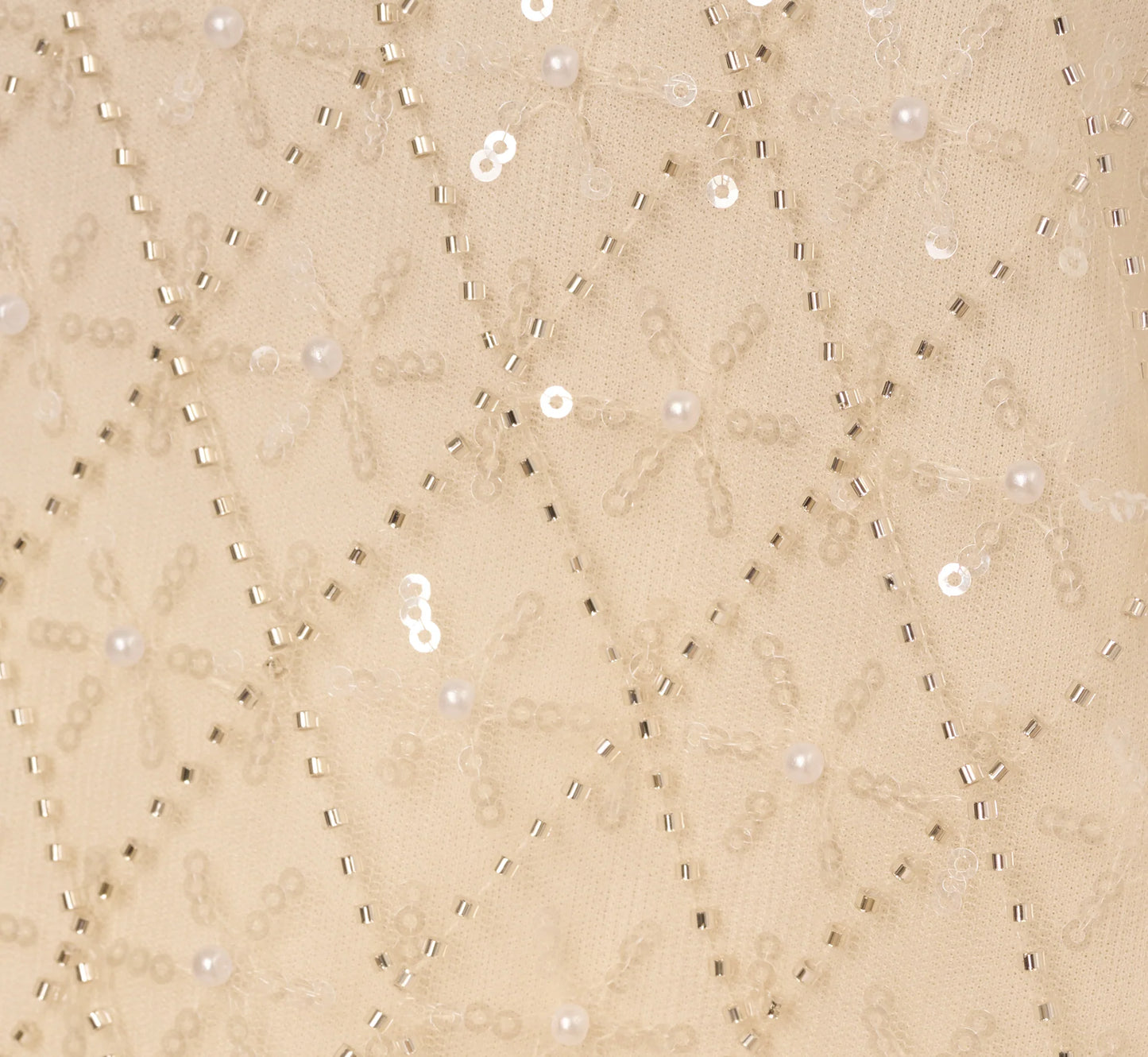 Sequin Beaded Tank Top In Almond Cream