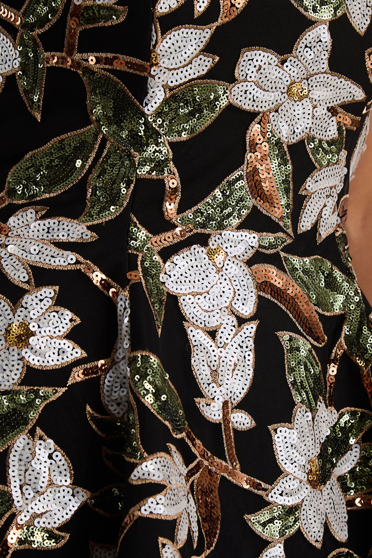 Sparky Black And Bronze Floral Embellished Bandeau Mini Dress