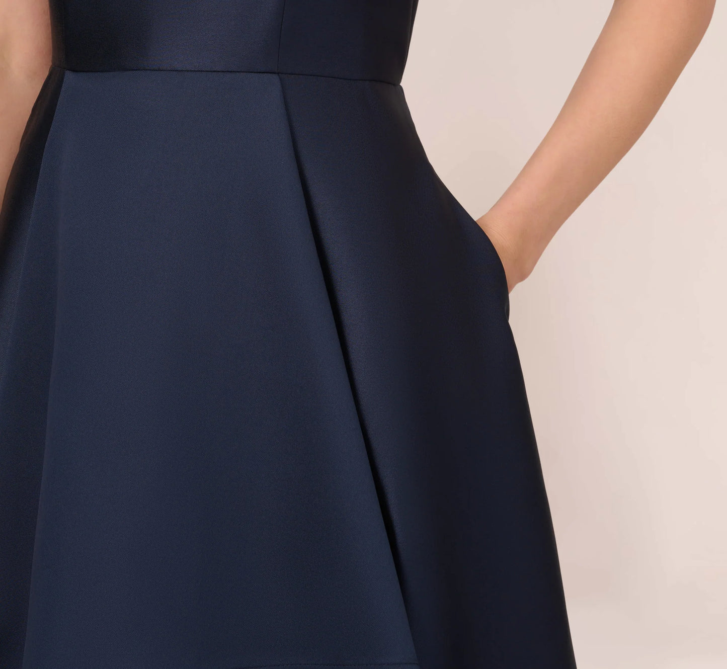 High Low Mikado Gown With Asymmetrical Detail In Midnight