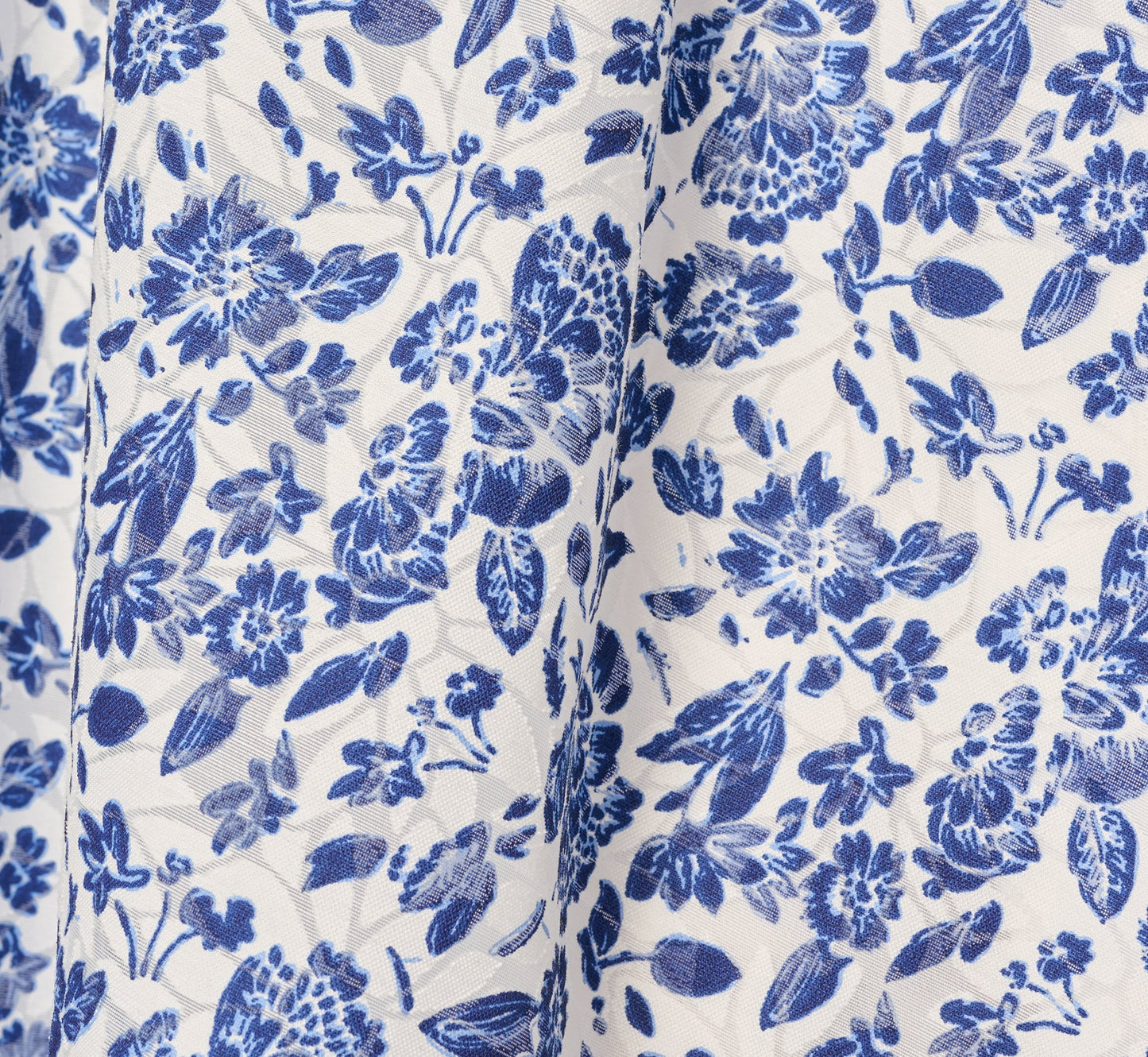 Floral Smocked Waist Short Dress In Ivory Blue Multi