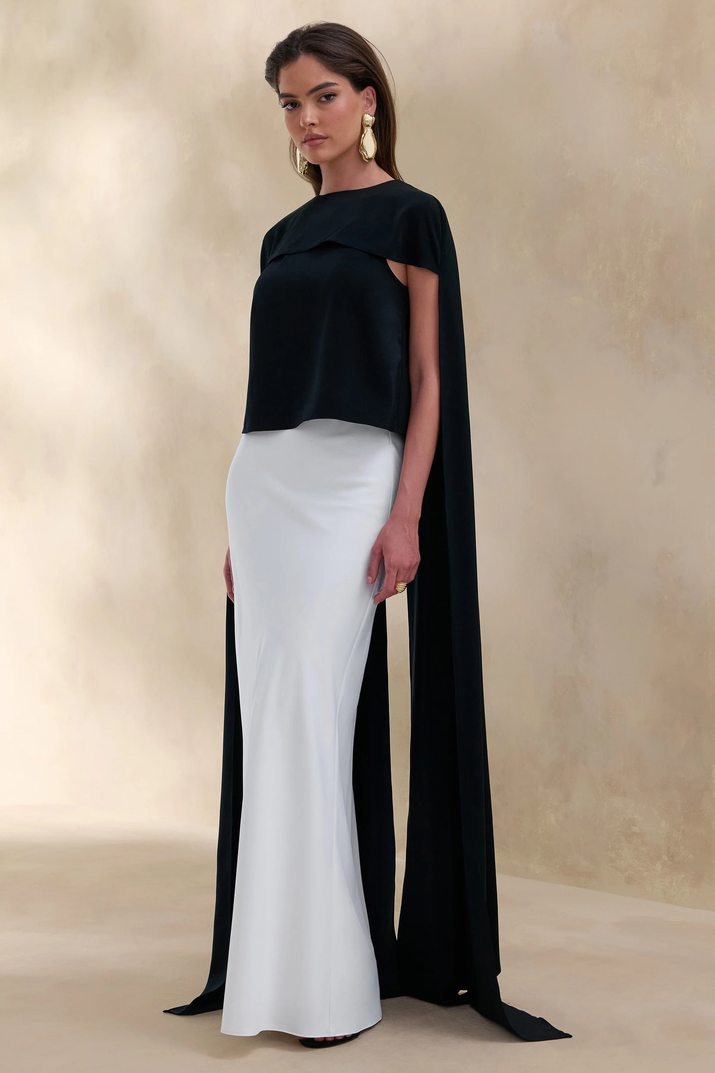 Iveta White Satin Maxi-Skirt