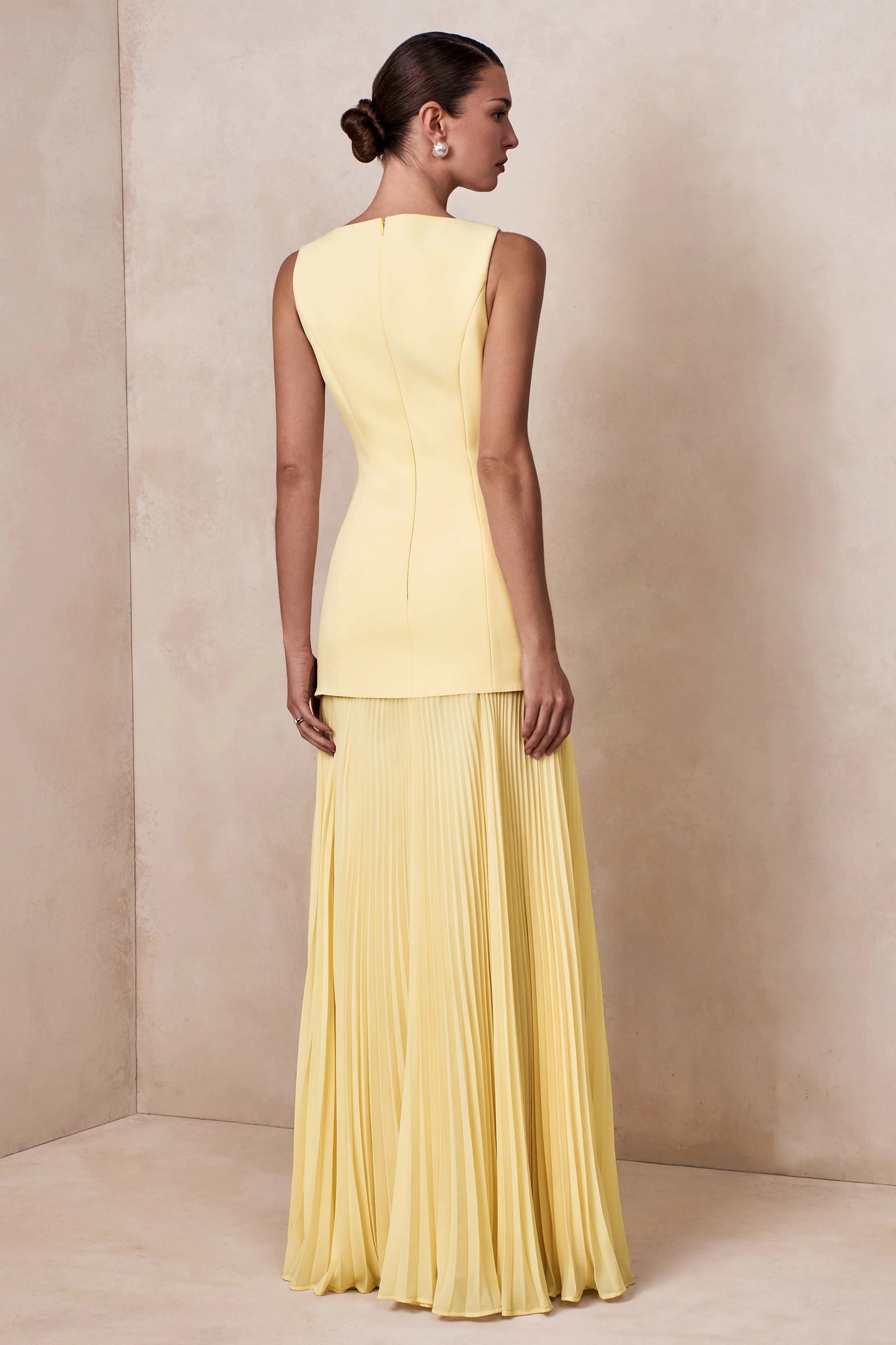 Hadley Lemon Boat-Neck Maxi Dress With Drop-Waist