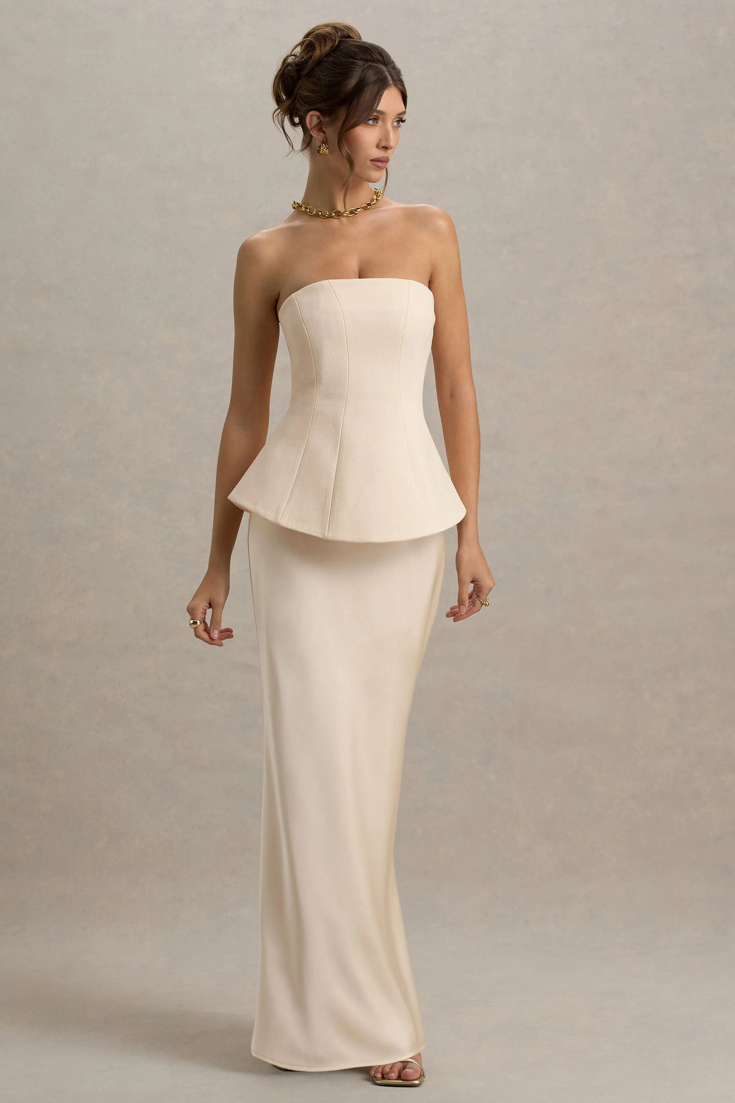 Ohio Champagne Strapless Corset Maxi Dress