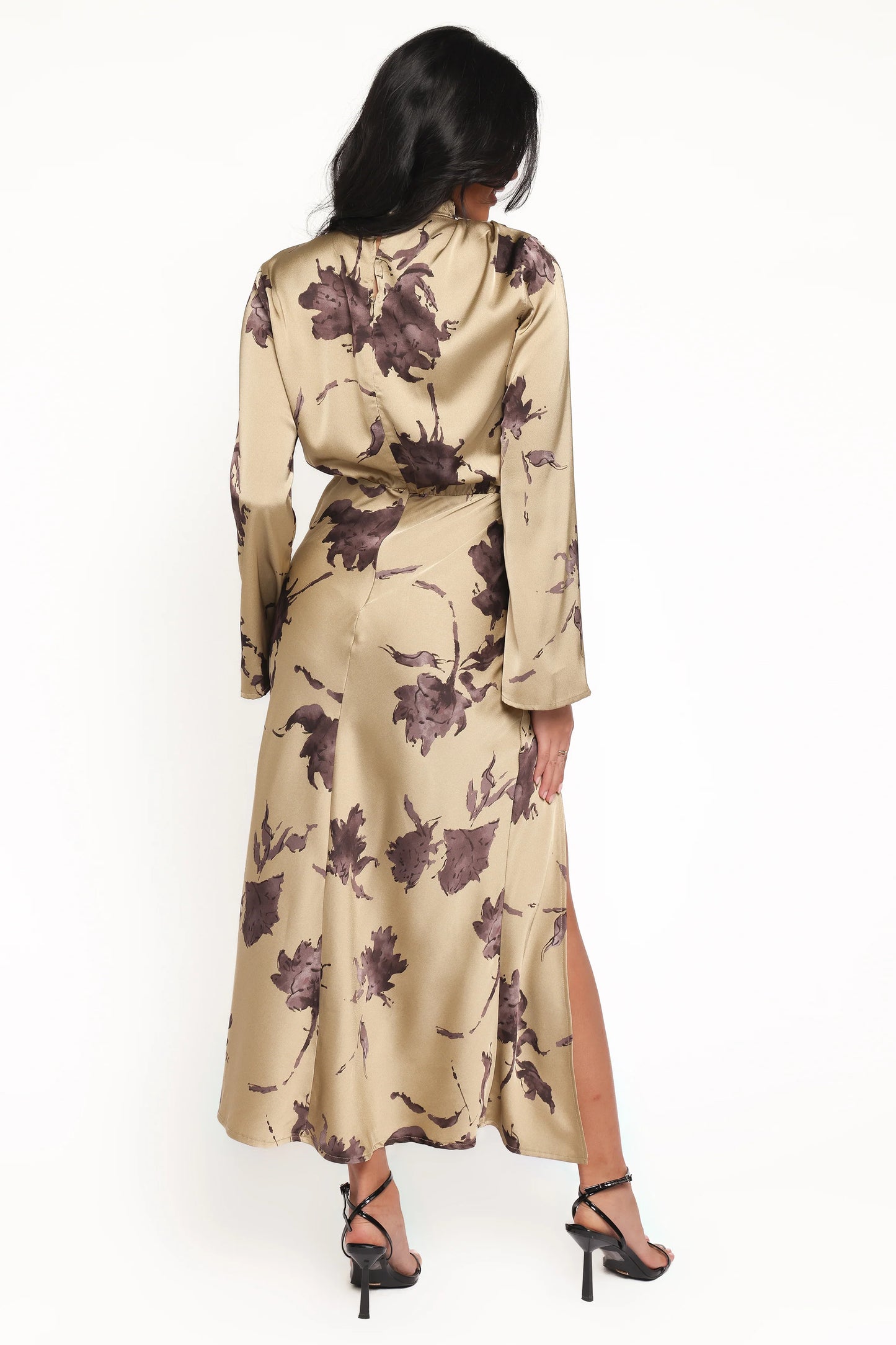 Kristyn Long Sleeve Midi Dress - Olive Floral