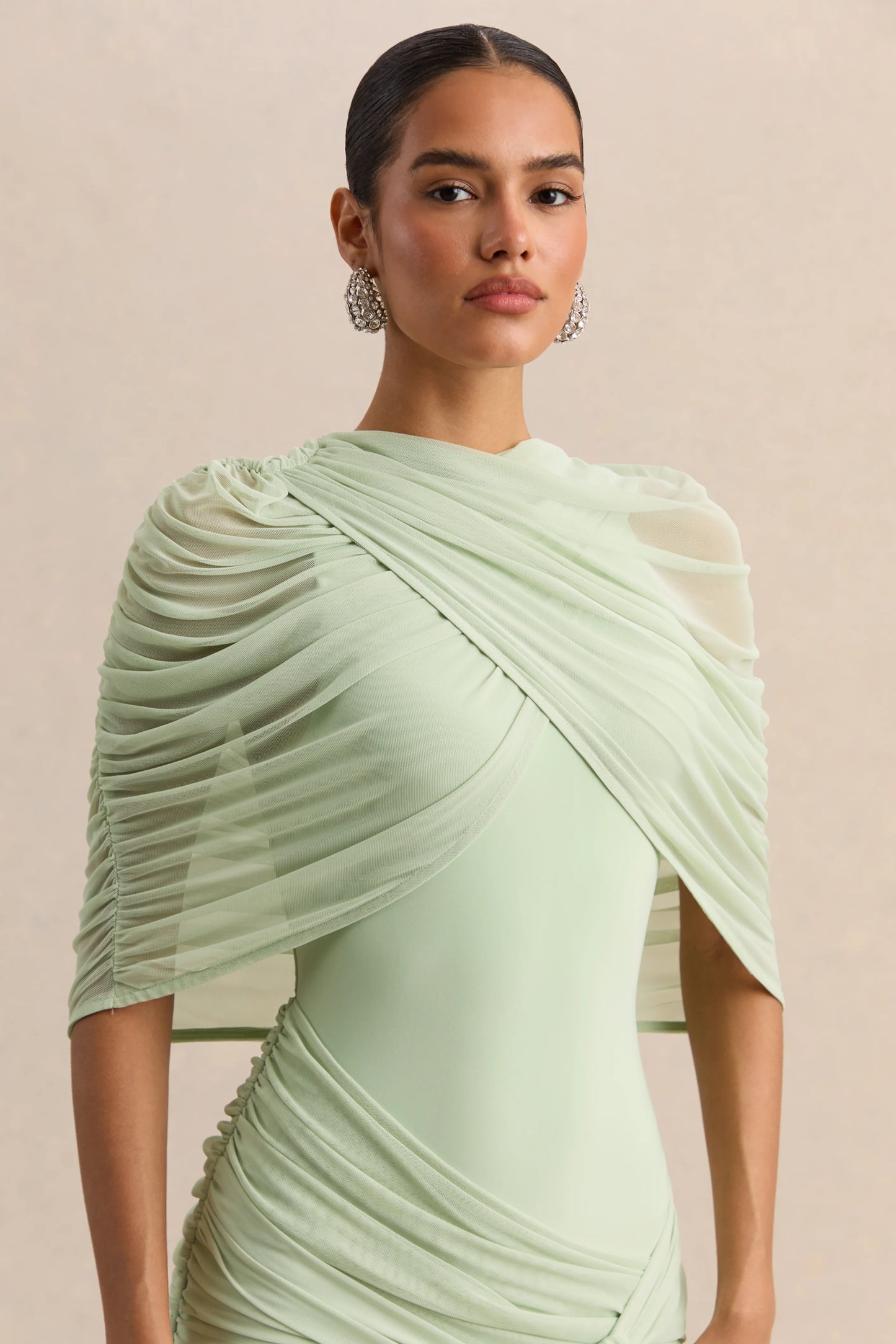 Magoria Mint Mesh Round-Neck Cape