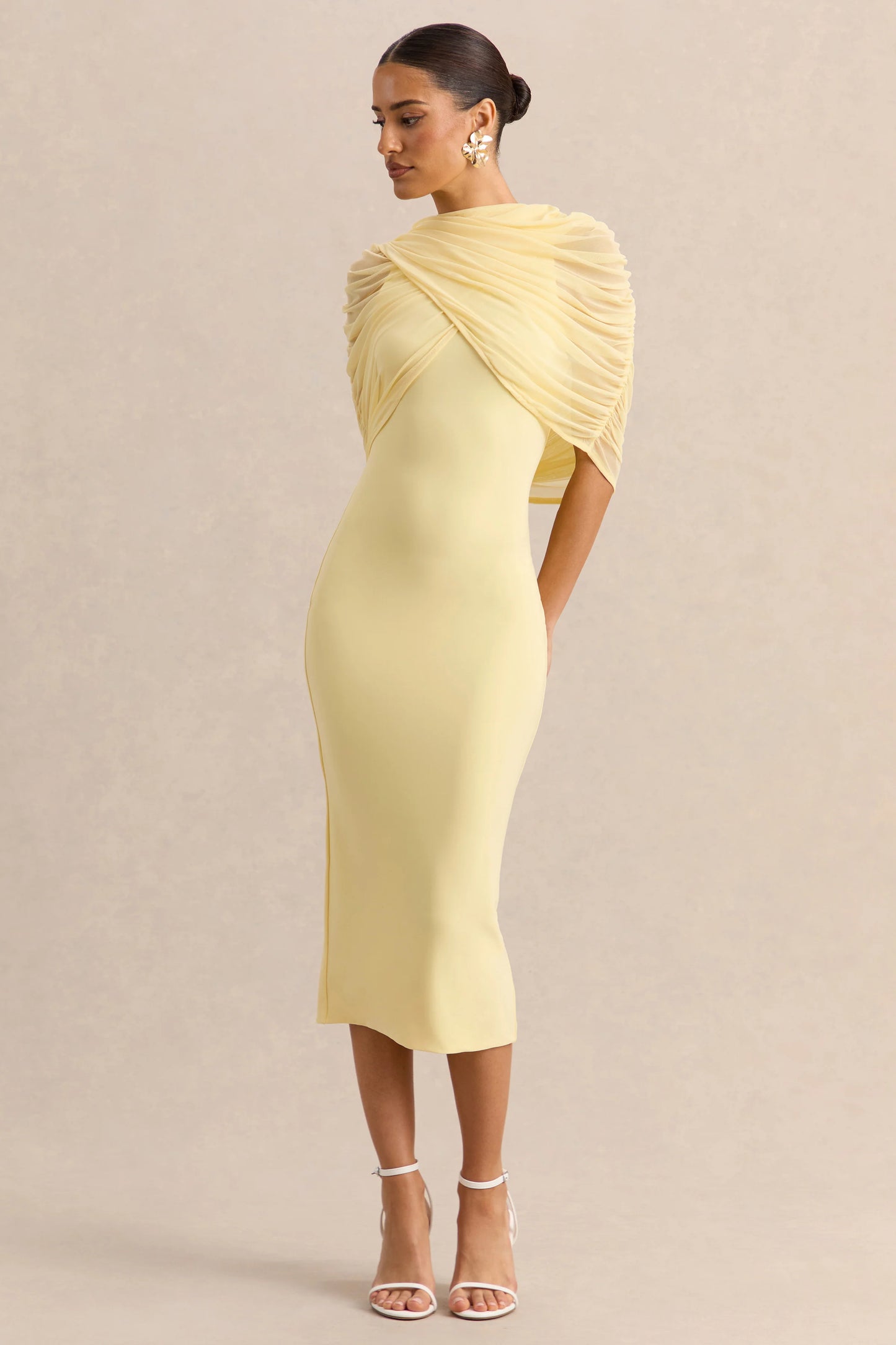 Mirana Lemon Halter-Neck Midi-Dress