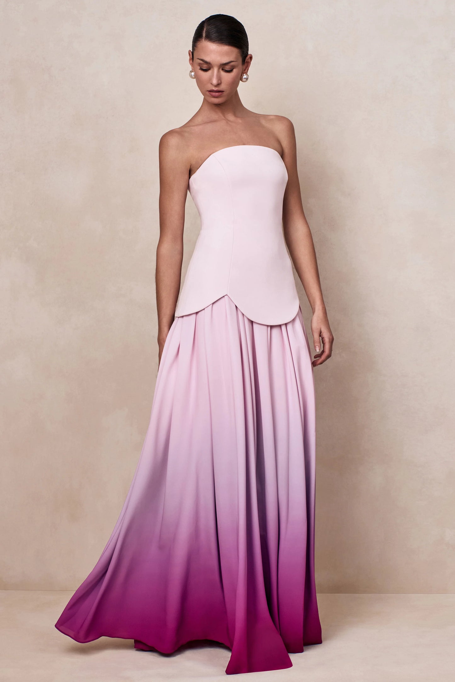 Nia Pink Ombre Bandeau Maxi Dress