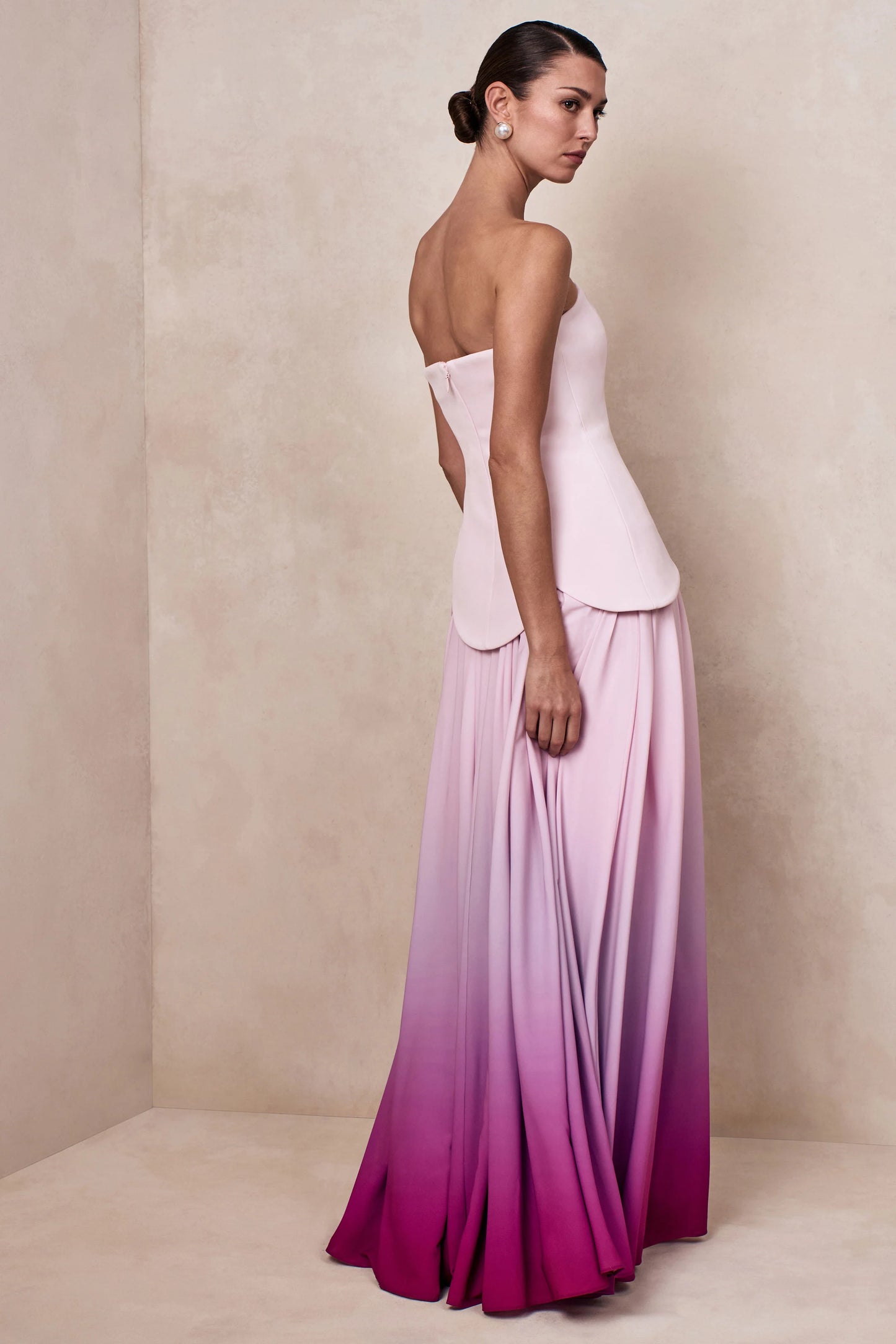 Nia Pink Ombre Bandeau Maxi Dress
