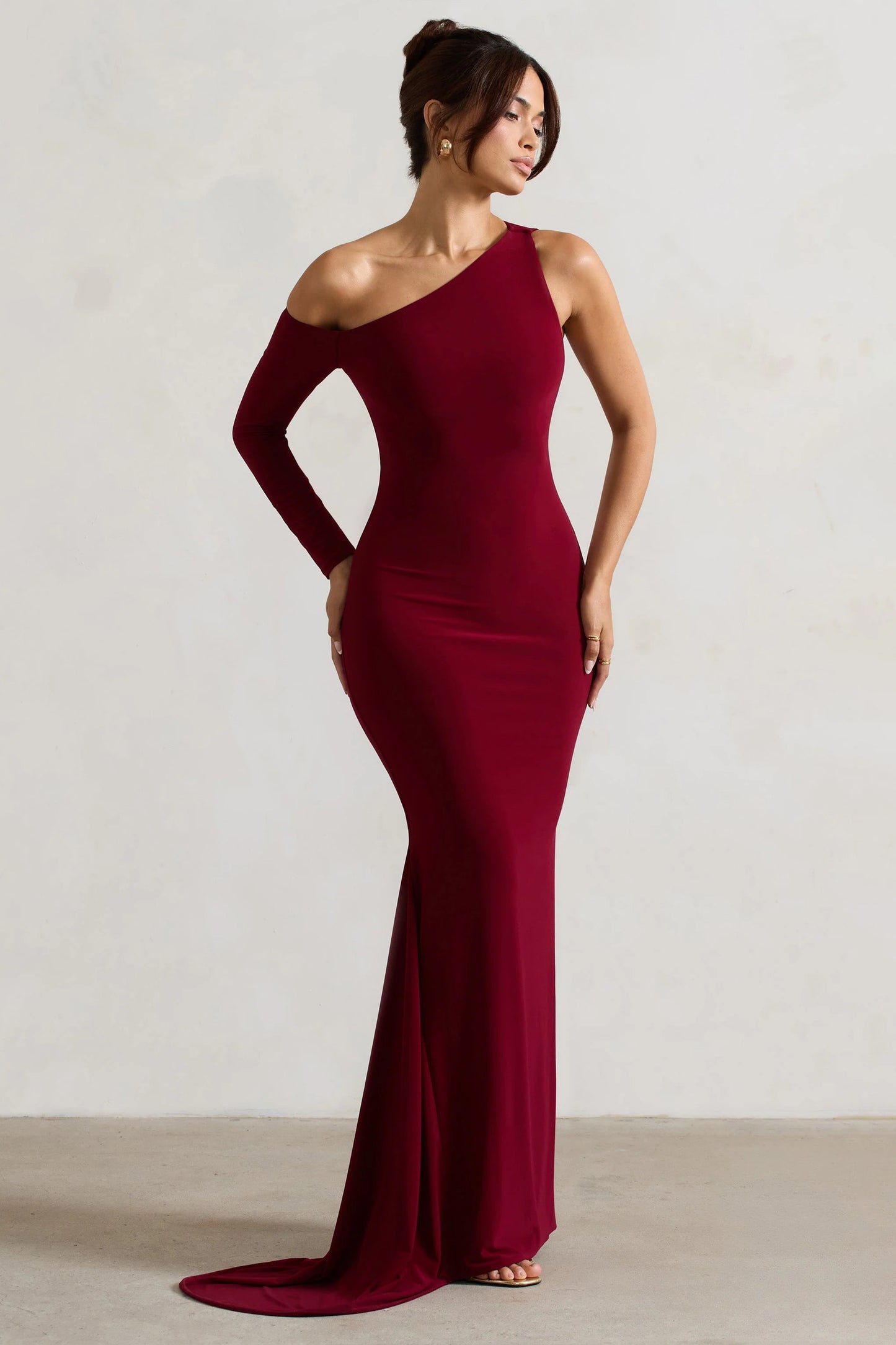Contradiction Port One-Sleeve Asymmetric Maxi Dress
