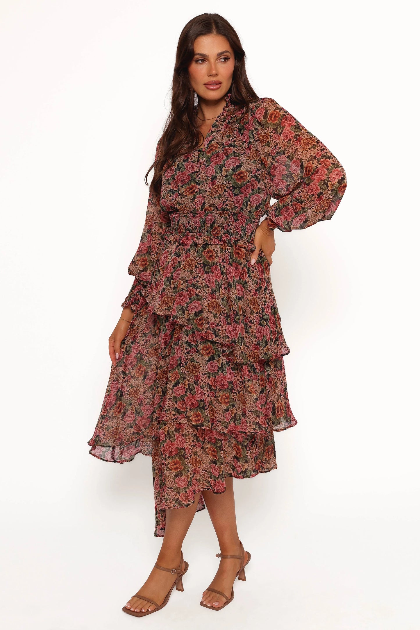 Vivian Midi Dress - Rose/Black