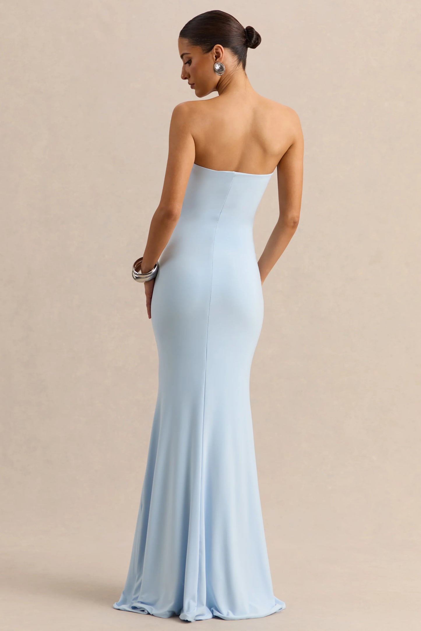 Melva Powder Blue Bandeau Maxi Dress