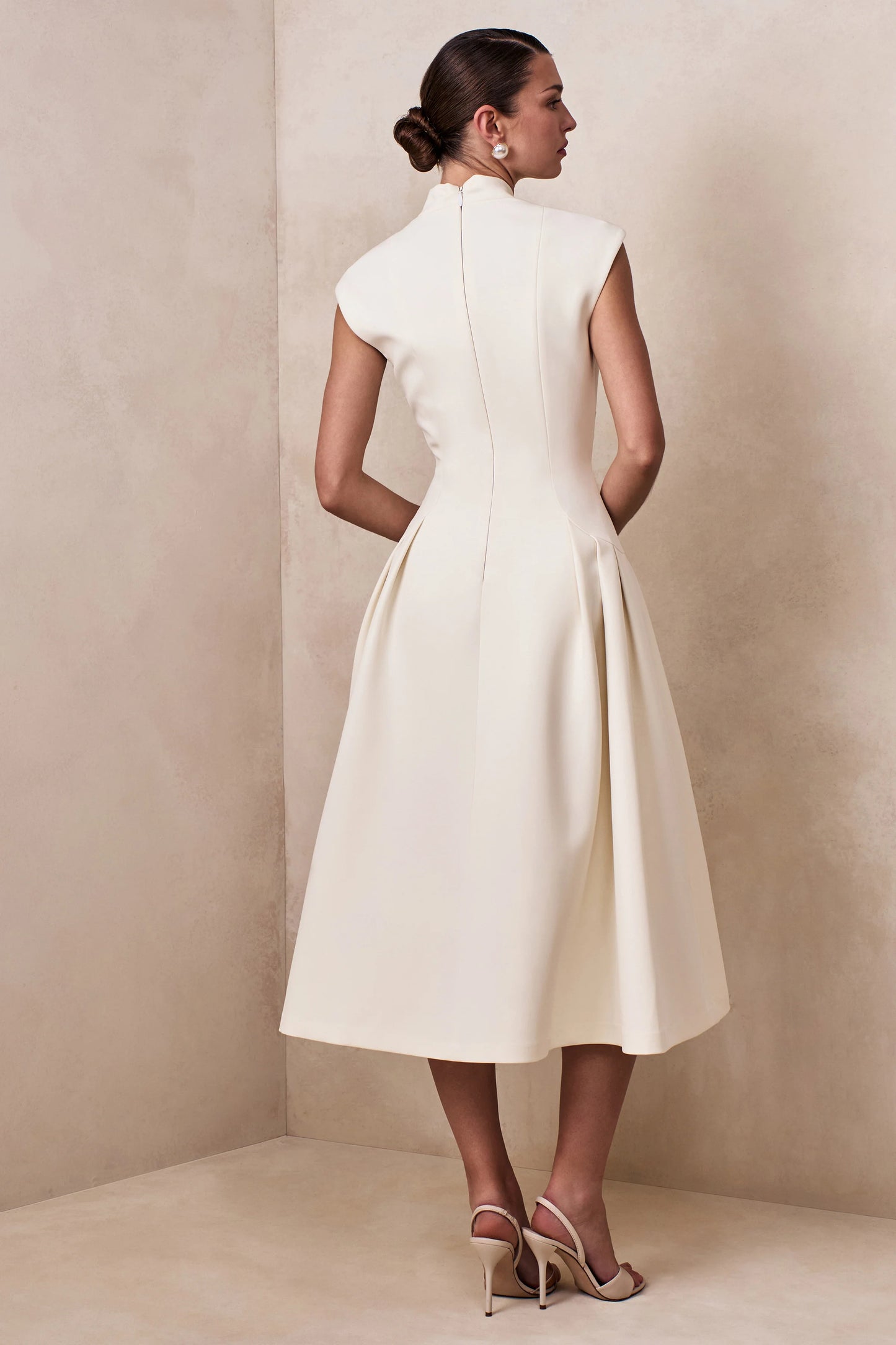 Kylen White V-Neck Midi Dress