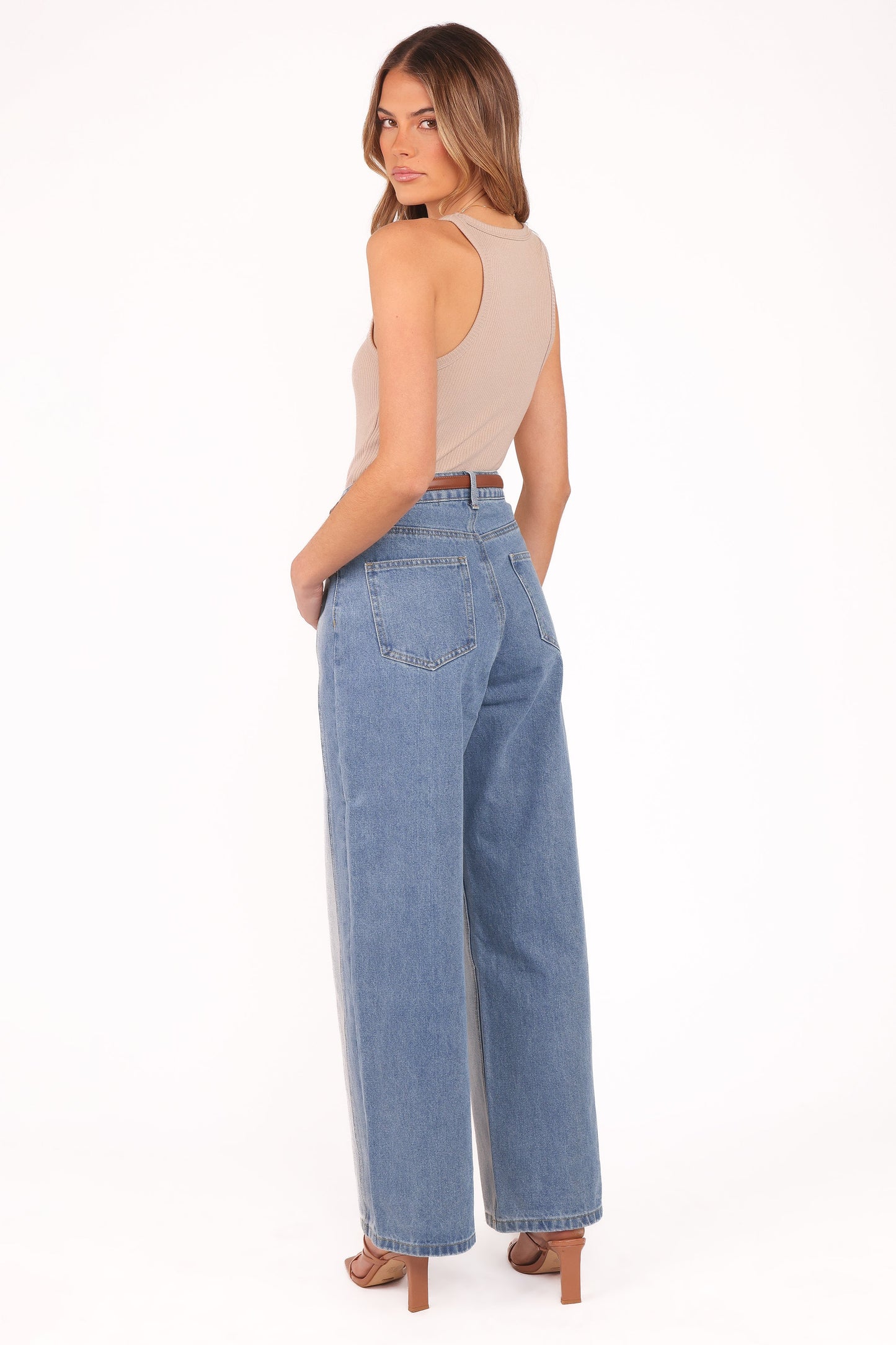 Yuri Wide Leg Jeans - Two Tone Blue