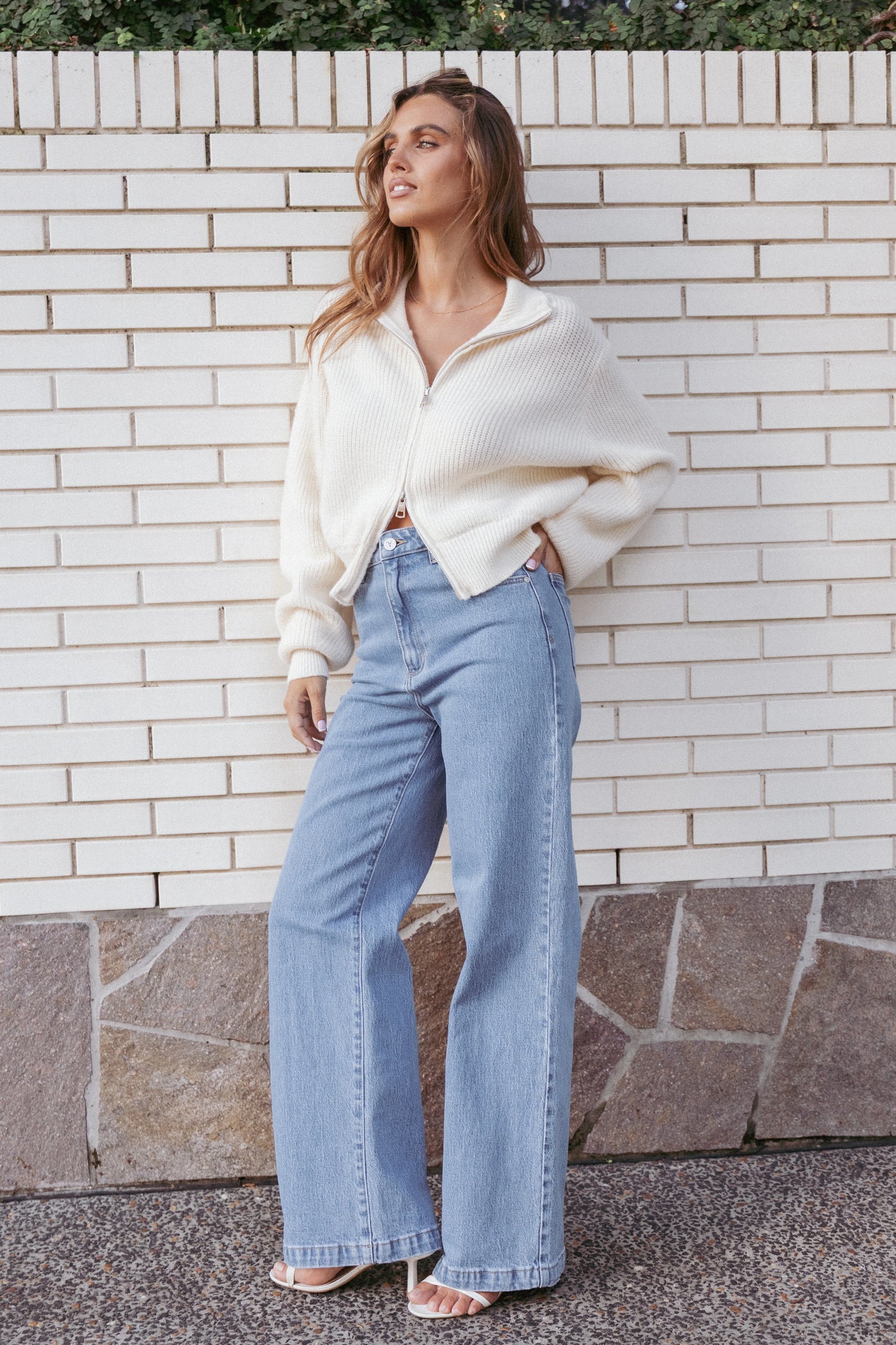 Kourtney Zip Cardigan - Cream