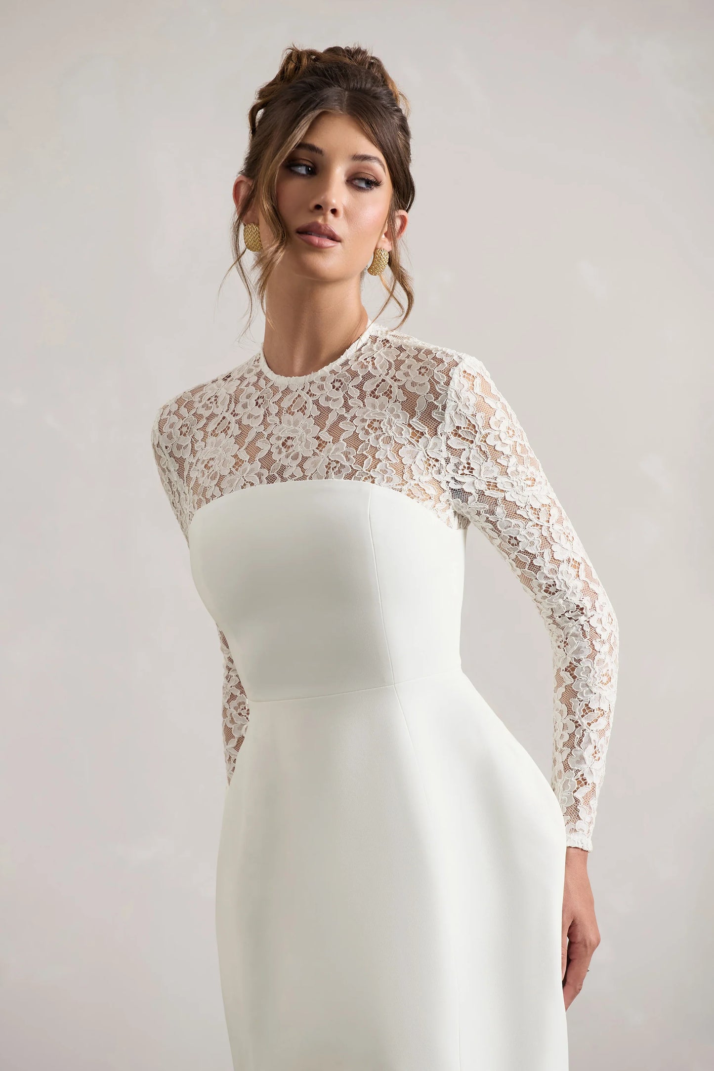 Birdie White Lace Long-Sleeve Mini Dress