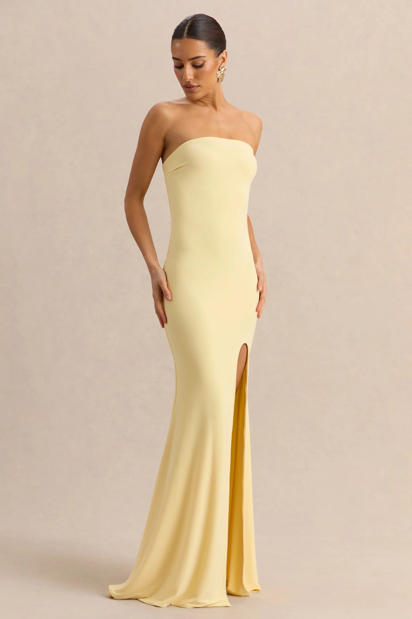 Melva Lemon Bandeau Maxi Dress