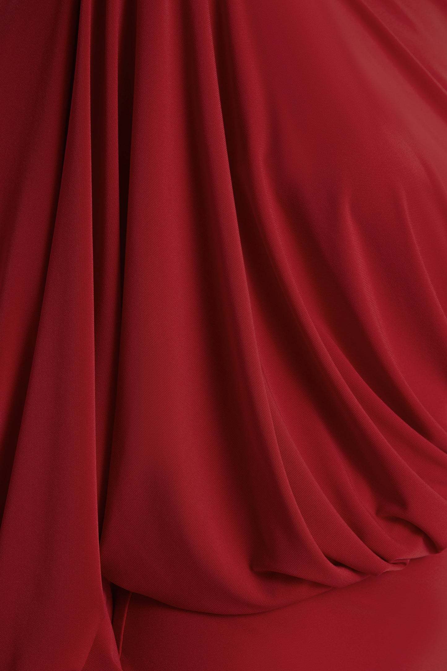 Zelda Red High-Neck Mini Dress With One-Long Sleeve And Twisted Detail