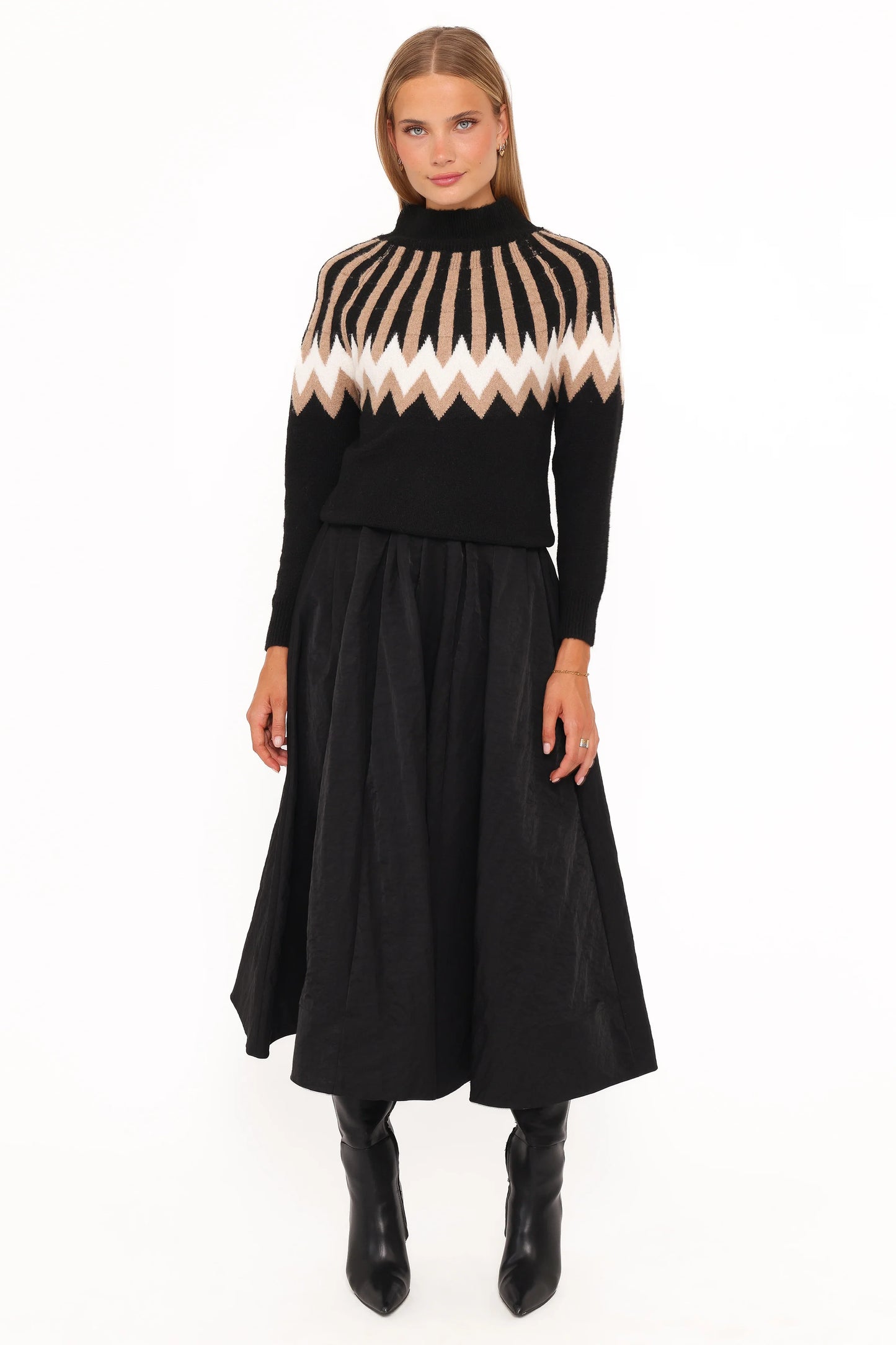 Donner Fairisle Mockneck Sweater - Black