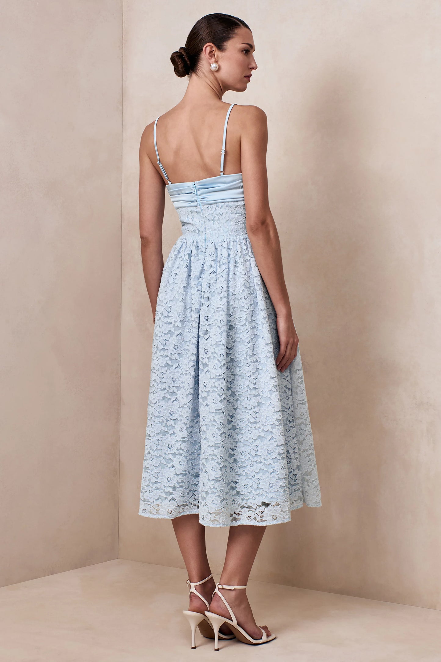 Gloriana Powder Blue Lace Sweetheart-Neck Midi Dress