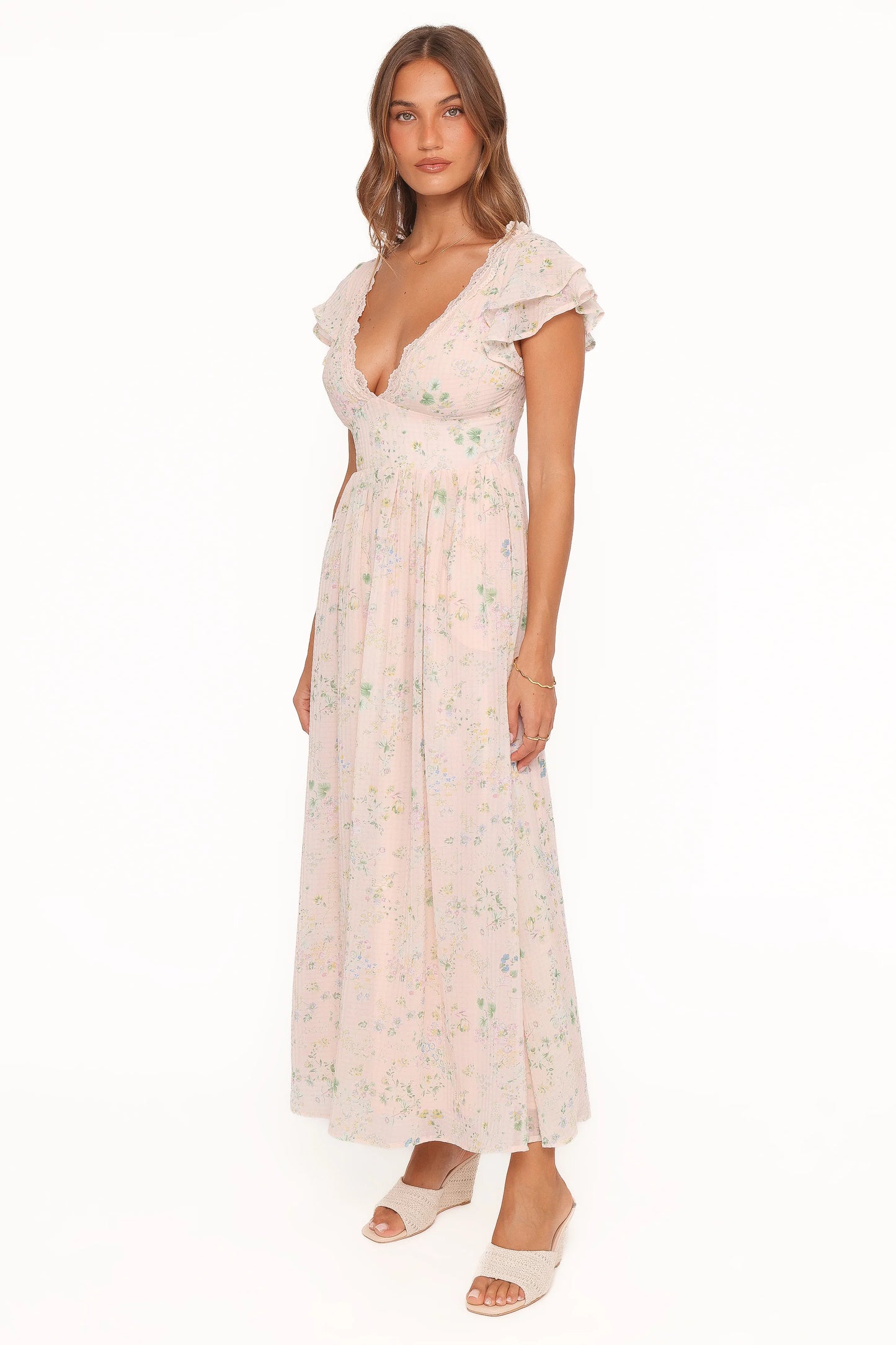 Angelica Midi Dress - Pastel Pink Floral