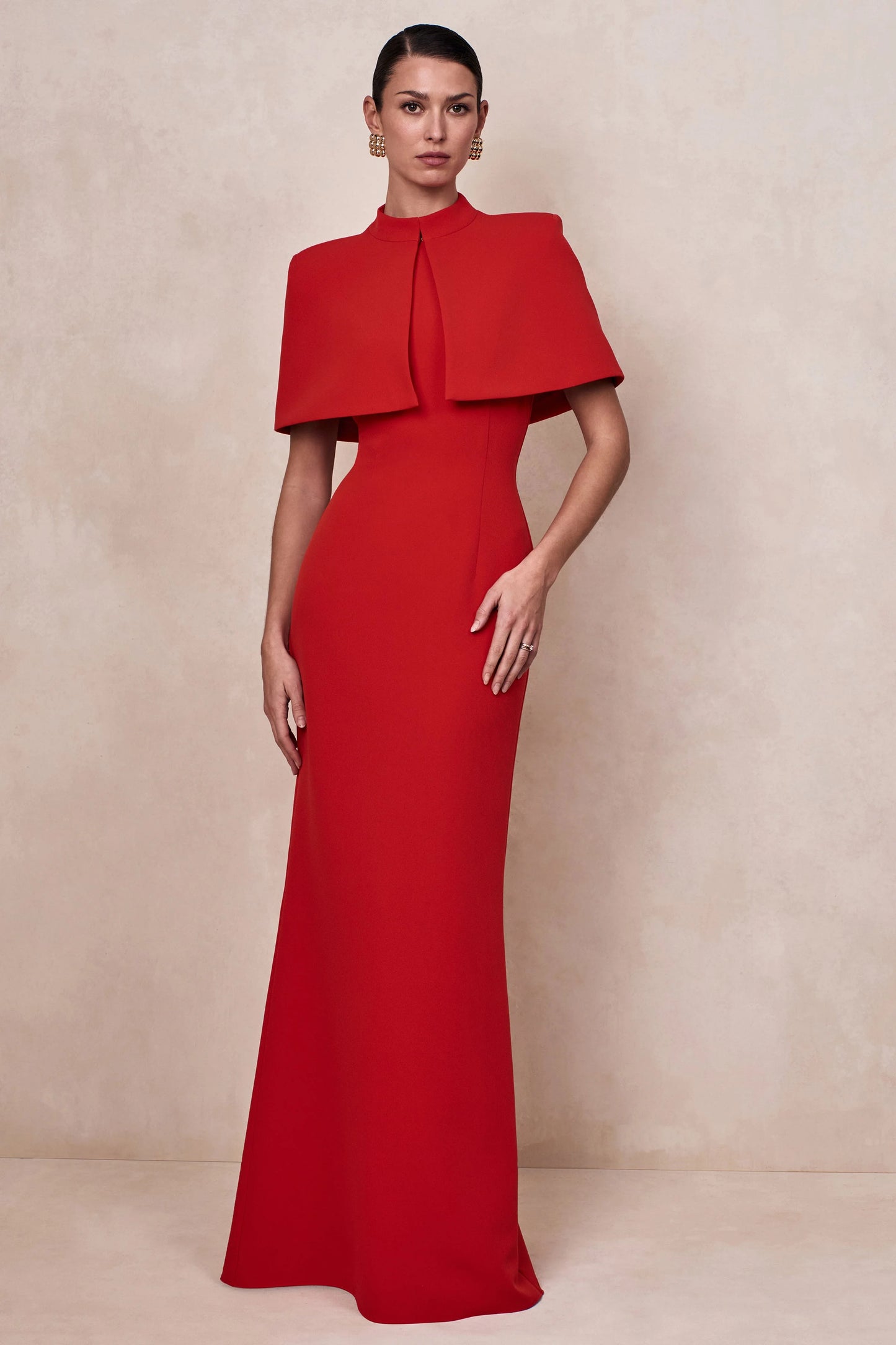 Astrelle Red High-Neck Maxi Dress