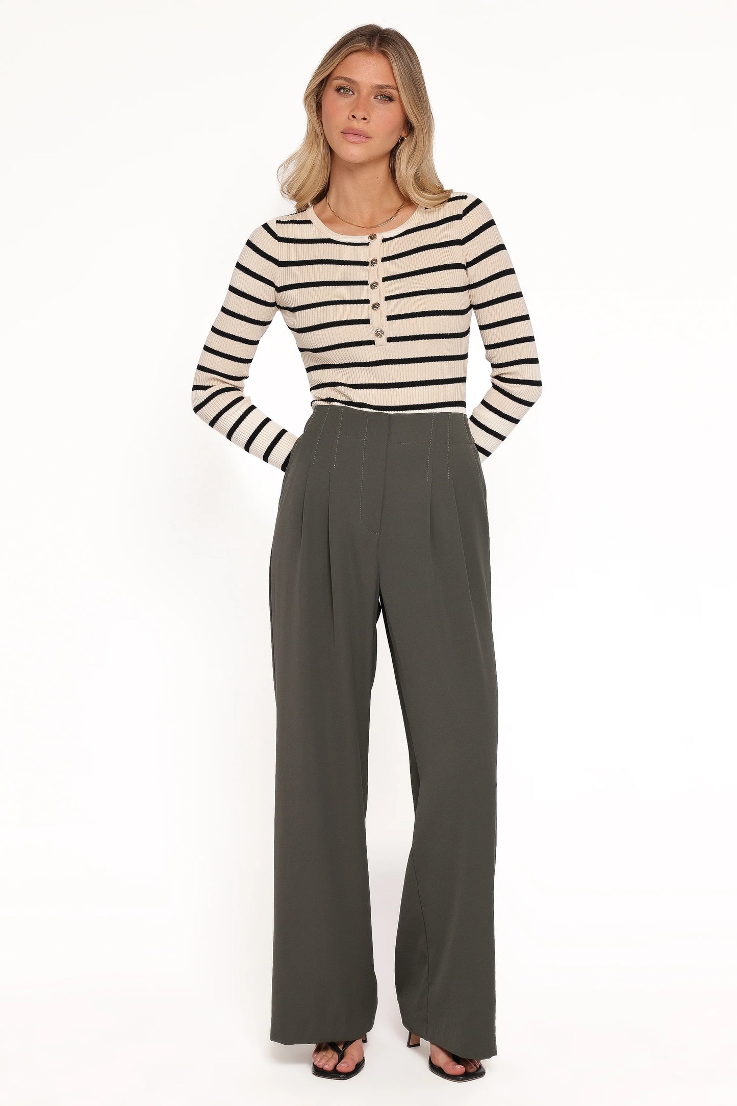 Hayden Pleated Wide Leg Pant - Dark Olive