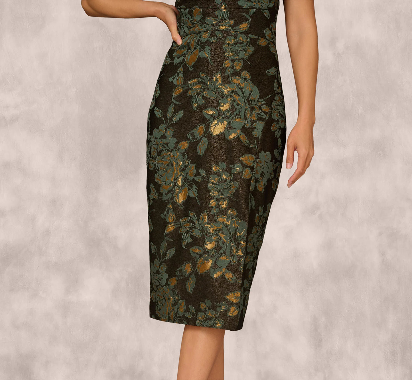 Jacquard Halter Midi Sheath Dress In Cool Mint