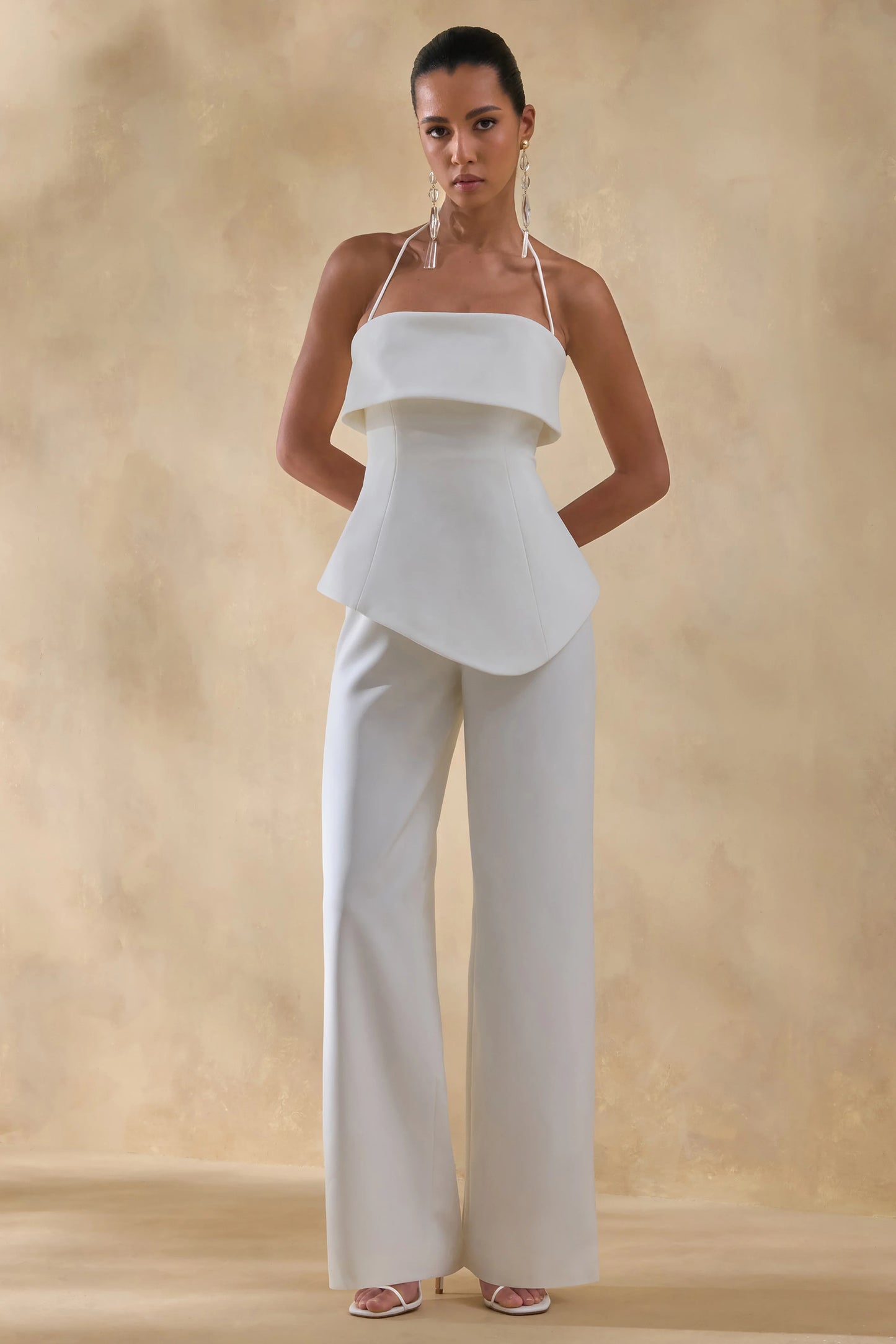 Zura White Square-Neck Jumpsuit