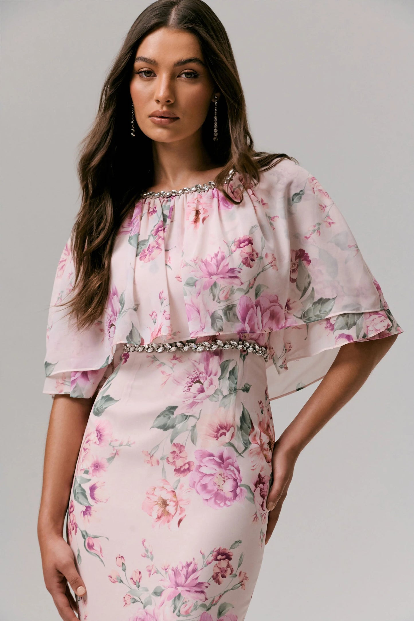 Never Let Go Pink Floral Print Chiffon Maxi Dress With Tiered Hem