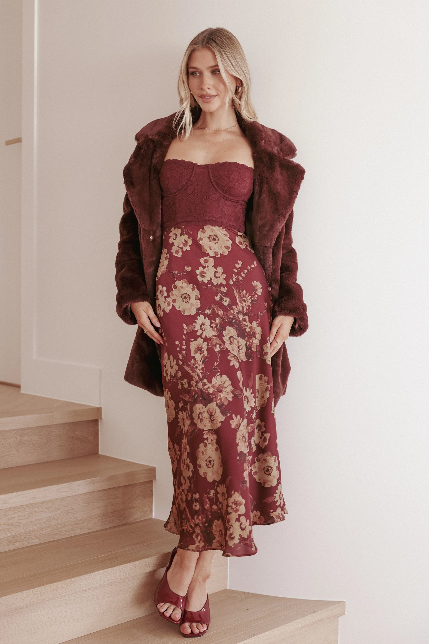 Shakira Midi Dress - Bronzed Merlot