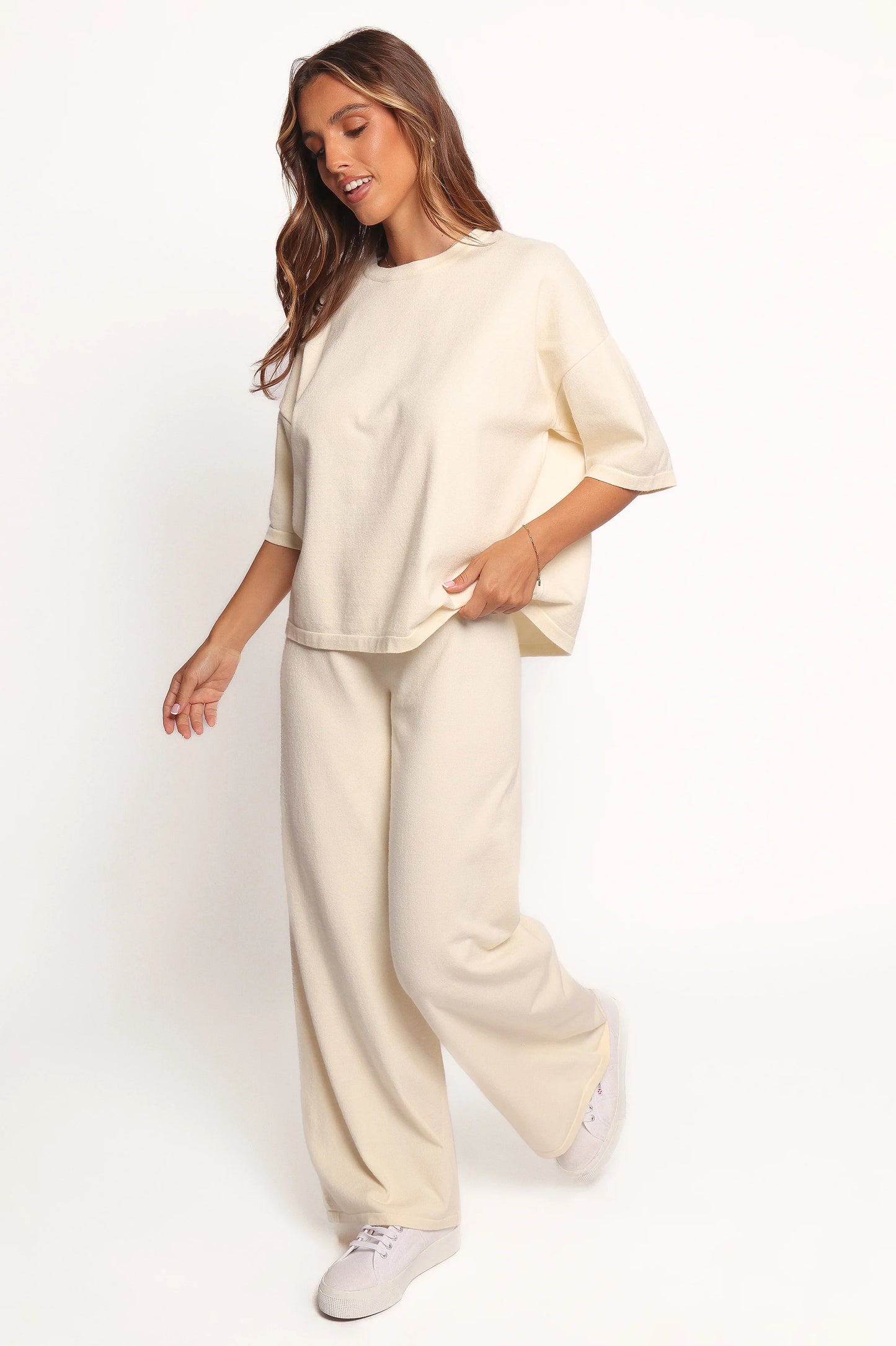 Ash Knitted Pants - White