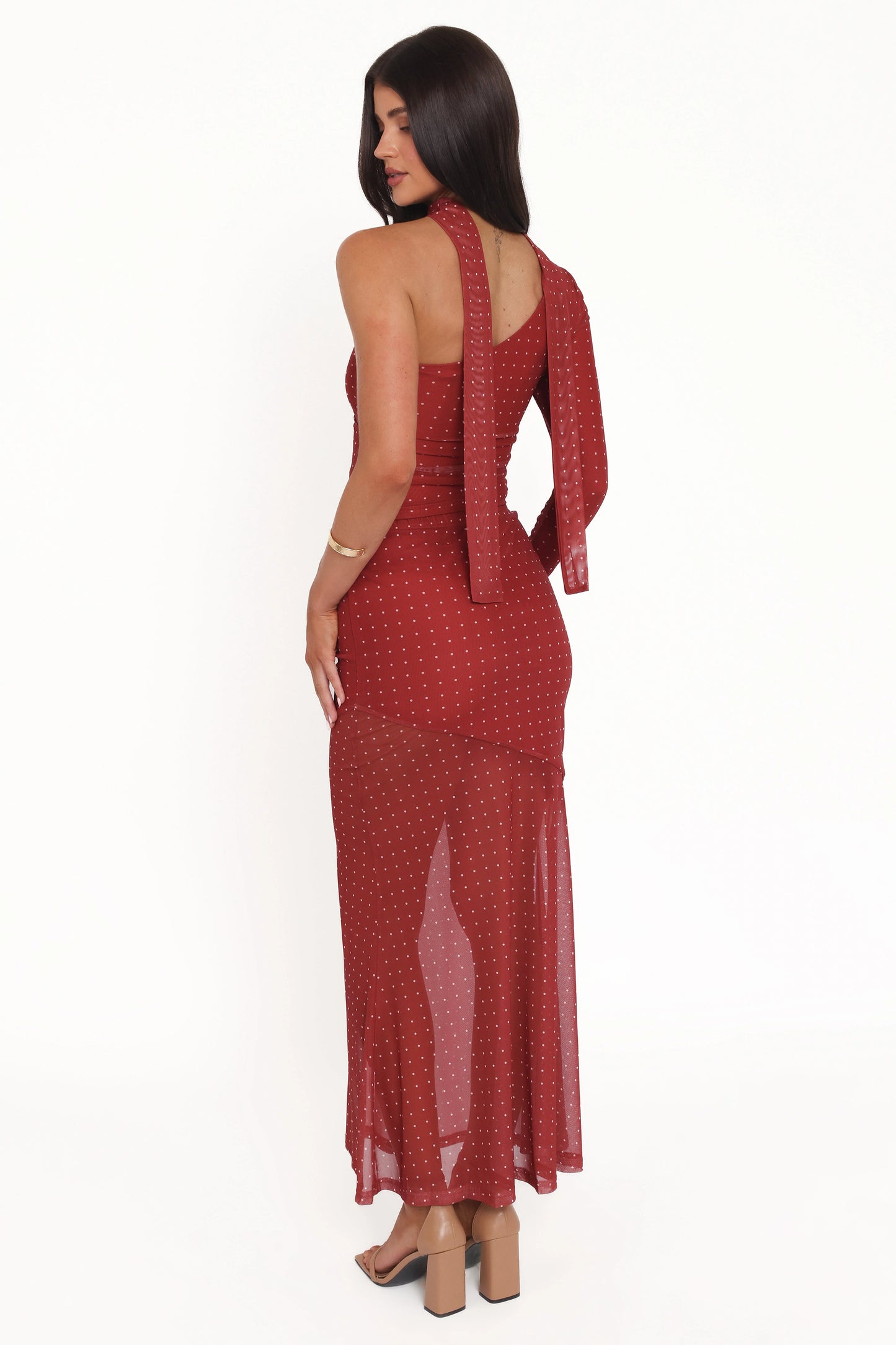 Hollie Mesh Skirt Set - Red Polka Dot