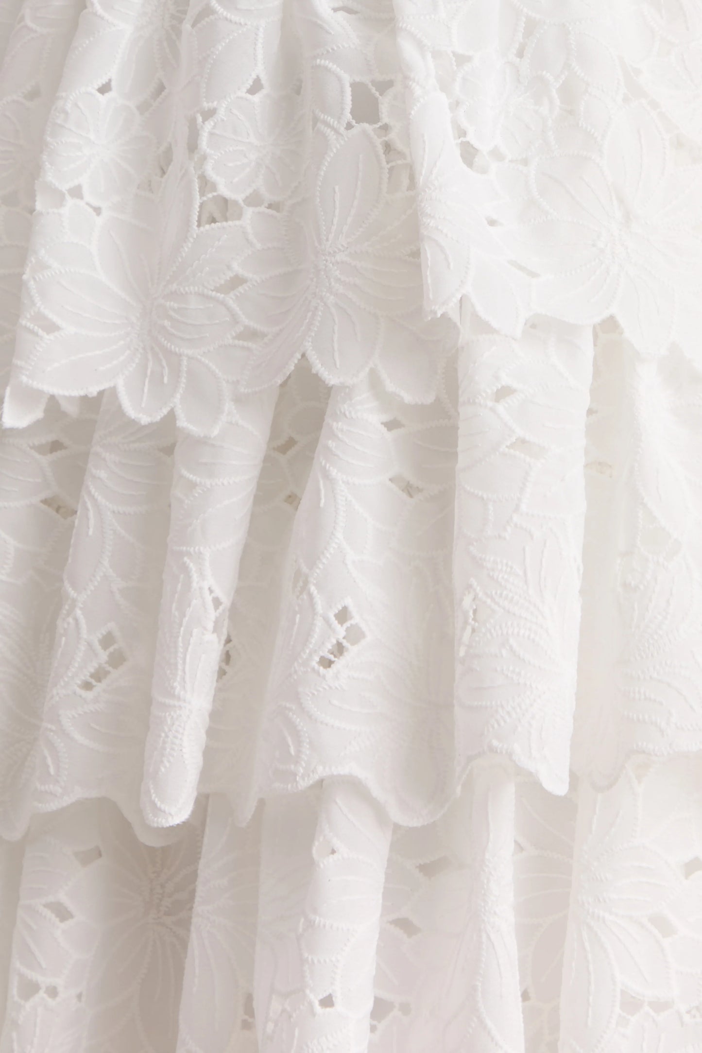Winona White Lace Square-Neck Mini Dress With Ruffled Detailing