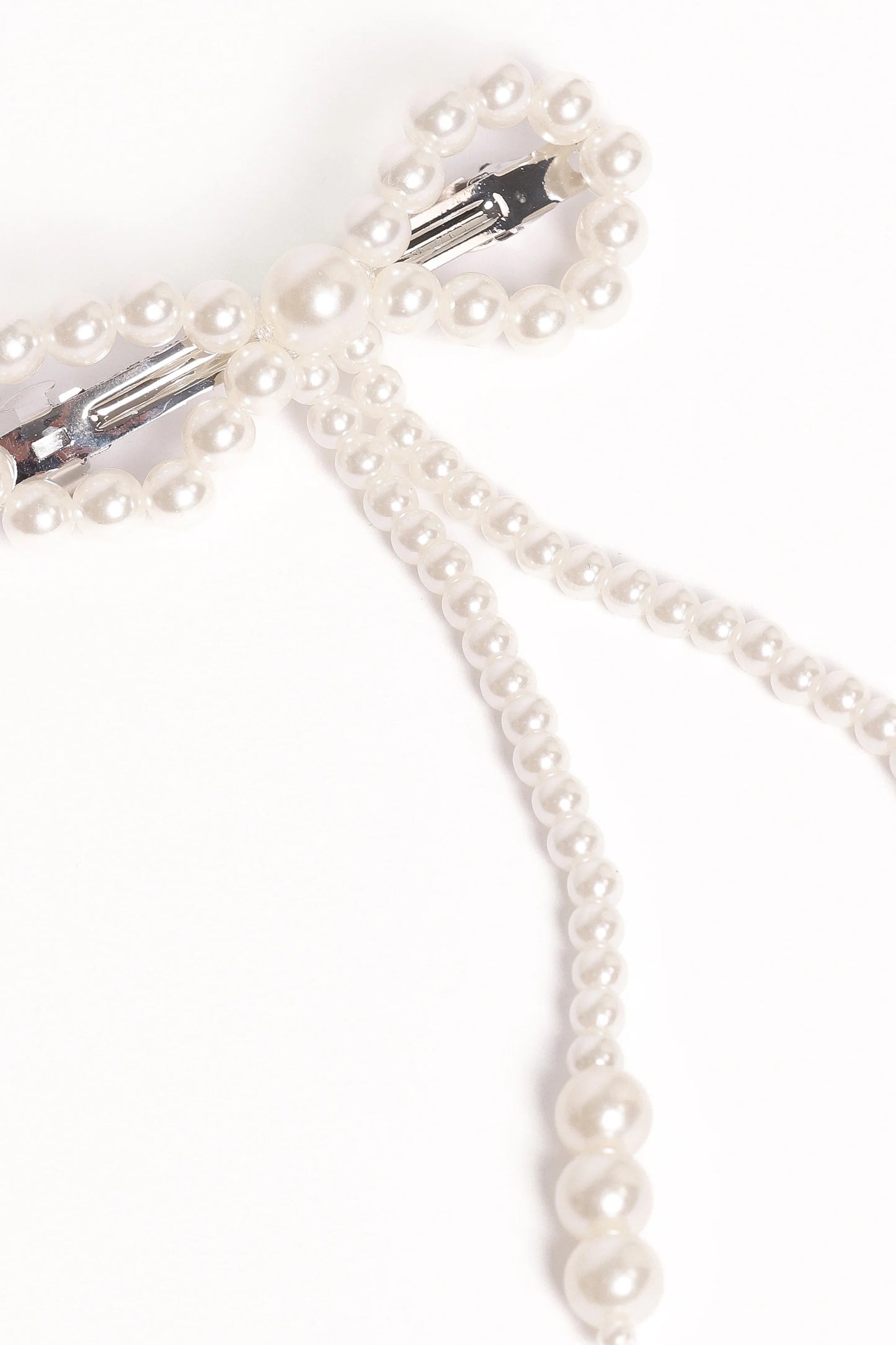 Marcella Hair Bow Clip - Pearl
