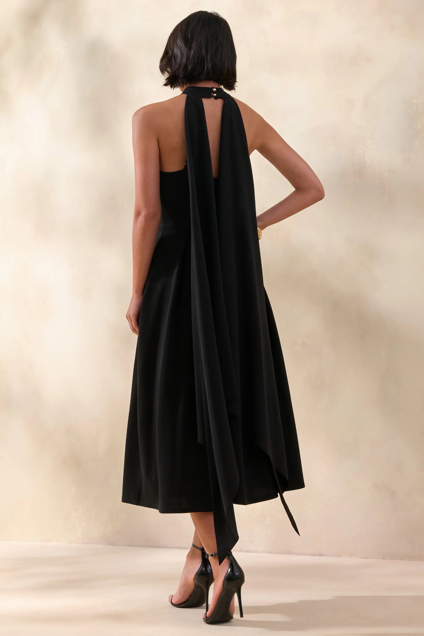Rhode Black Halter-Neck Midi Dress