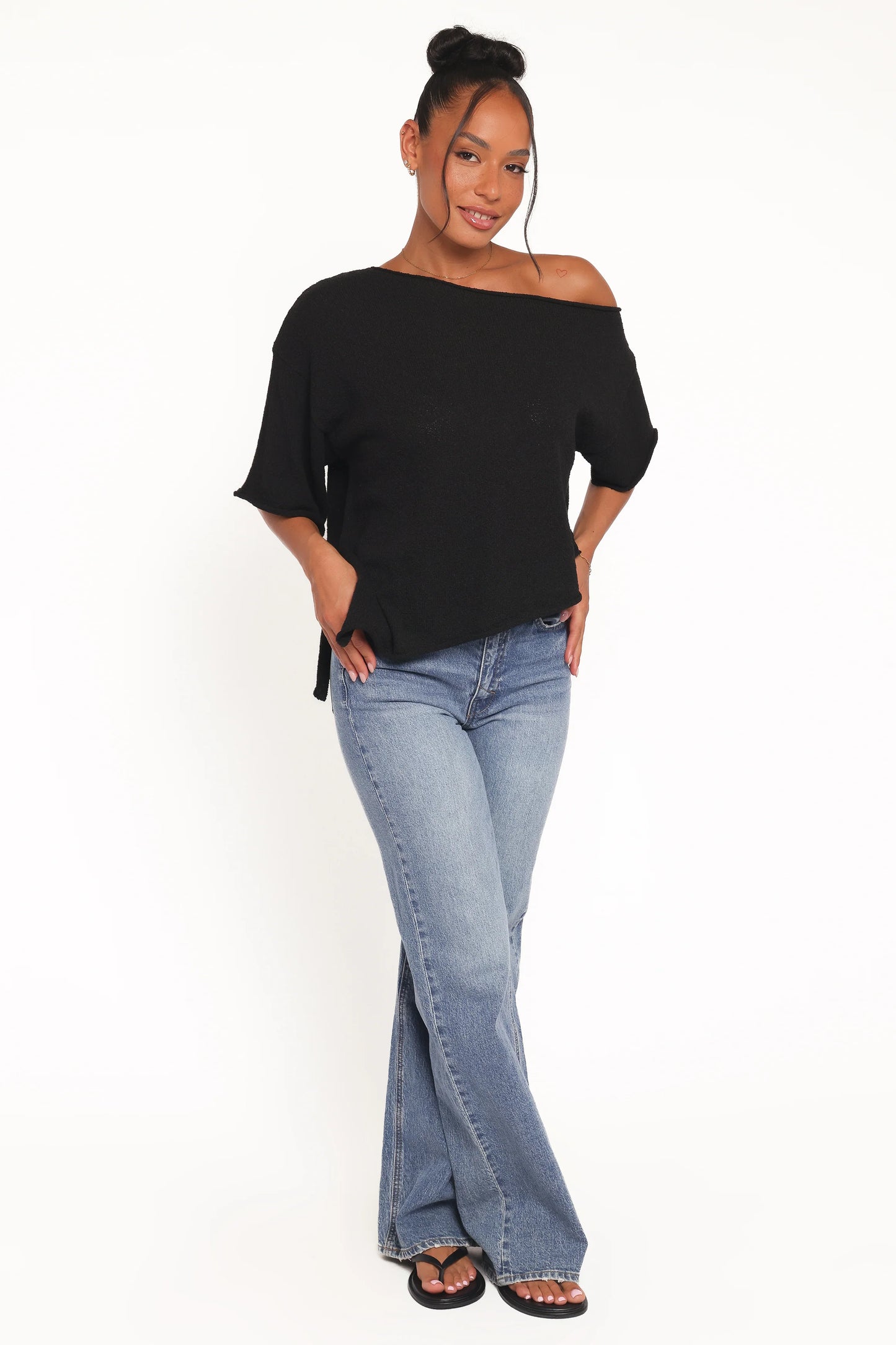 Ardena Boucle Knit Top - Black
