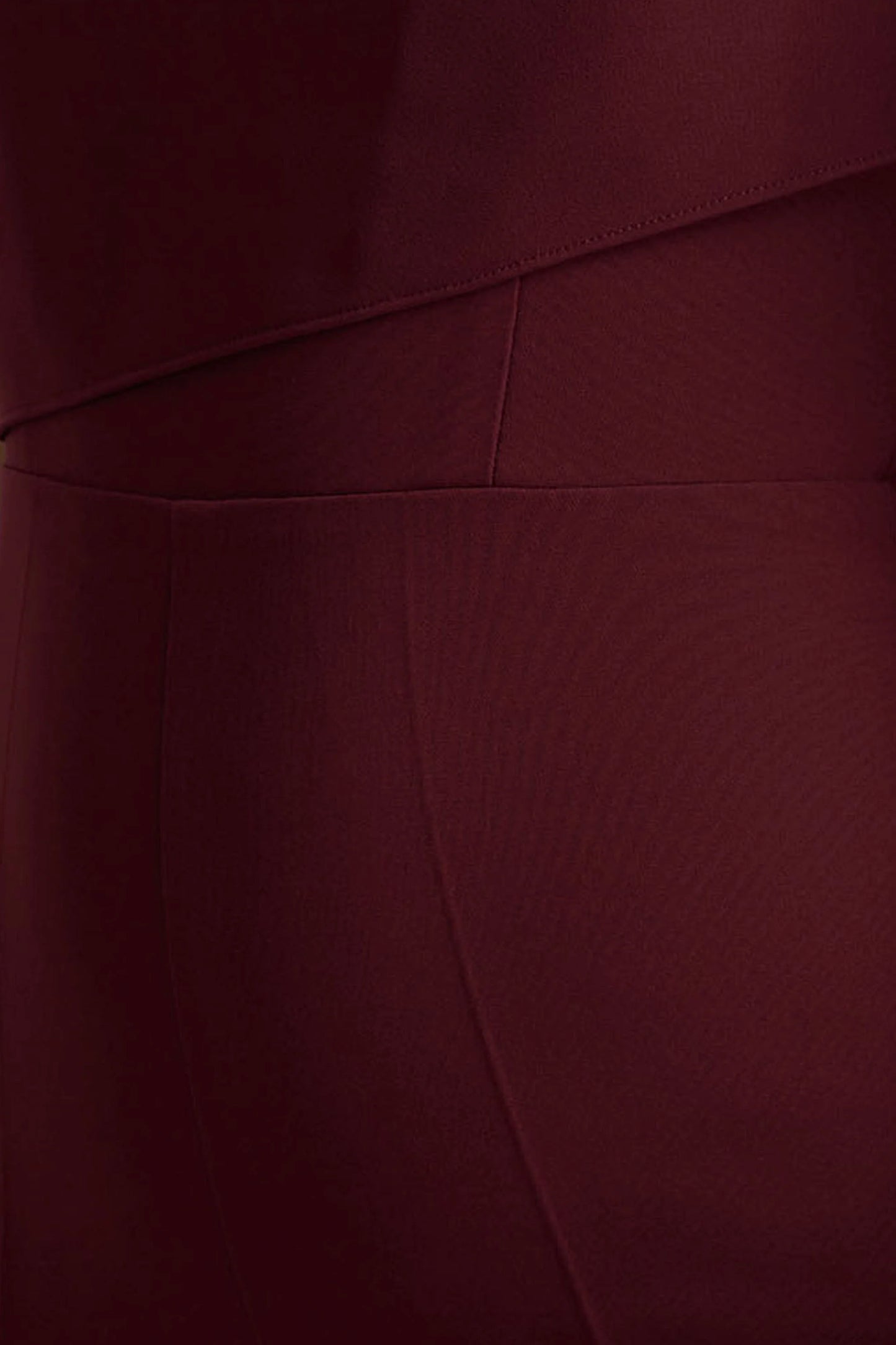 Sorenia Burgundy High-Neck Jumpsuit With One-Cape Sleeve