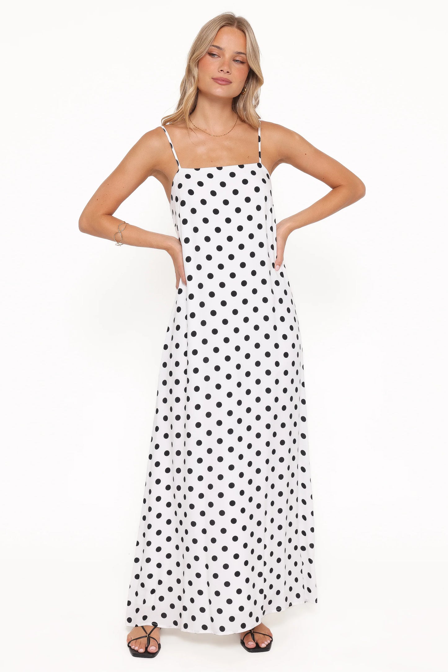 Virgo Maxi Dress - White Polka Dot